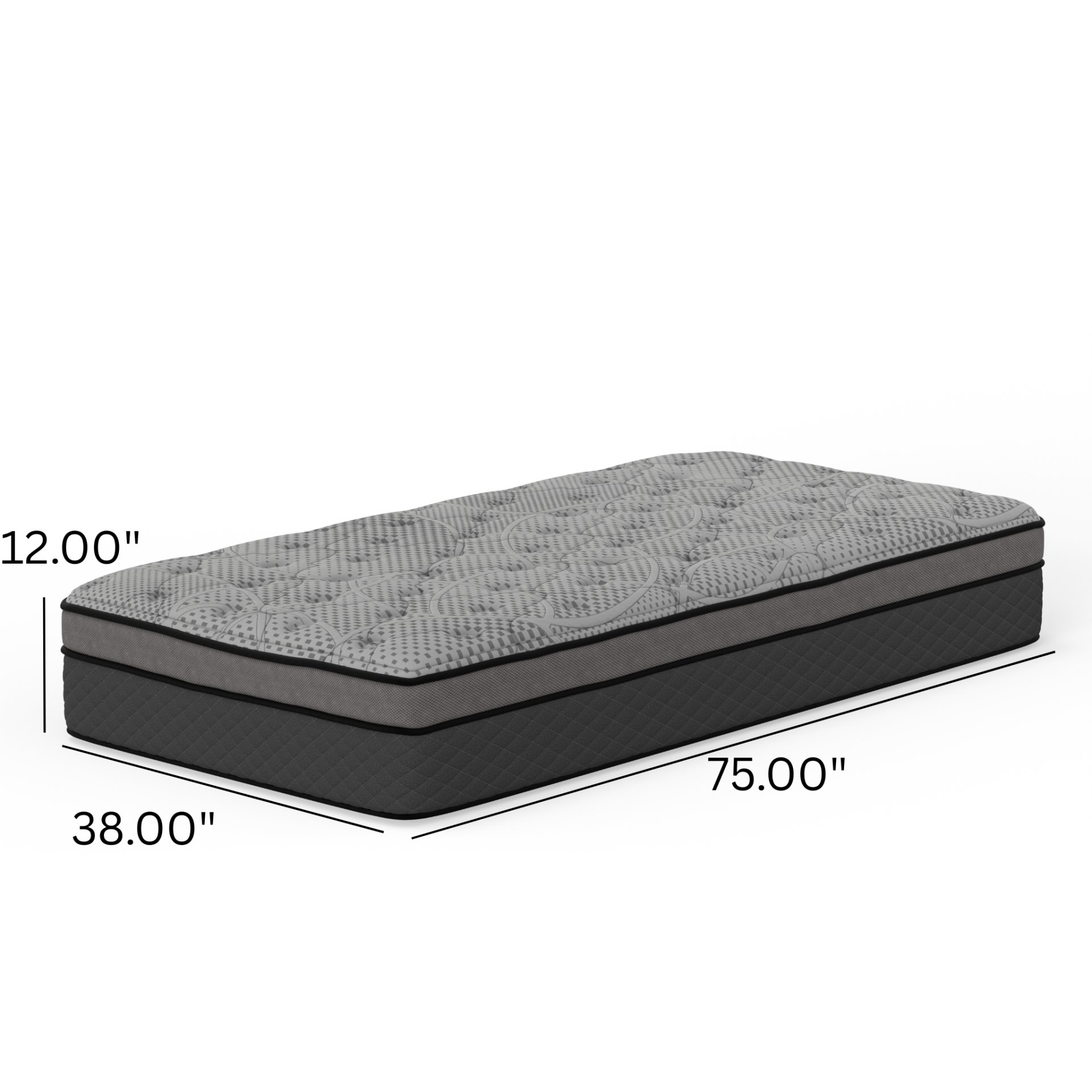 CS Hybrid - 12" Twin Pocket Coil Mattress - Black / Gray - Image 8