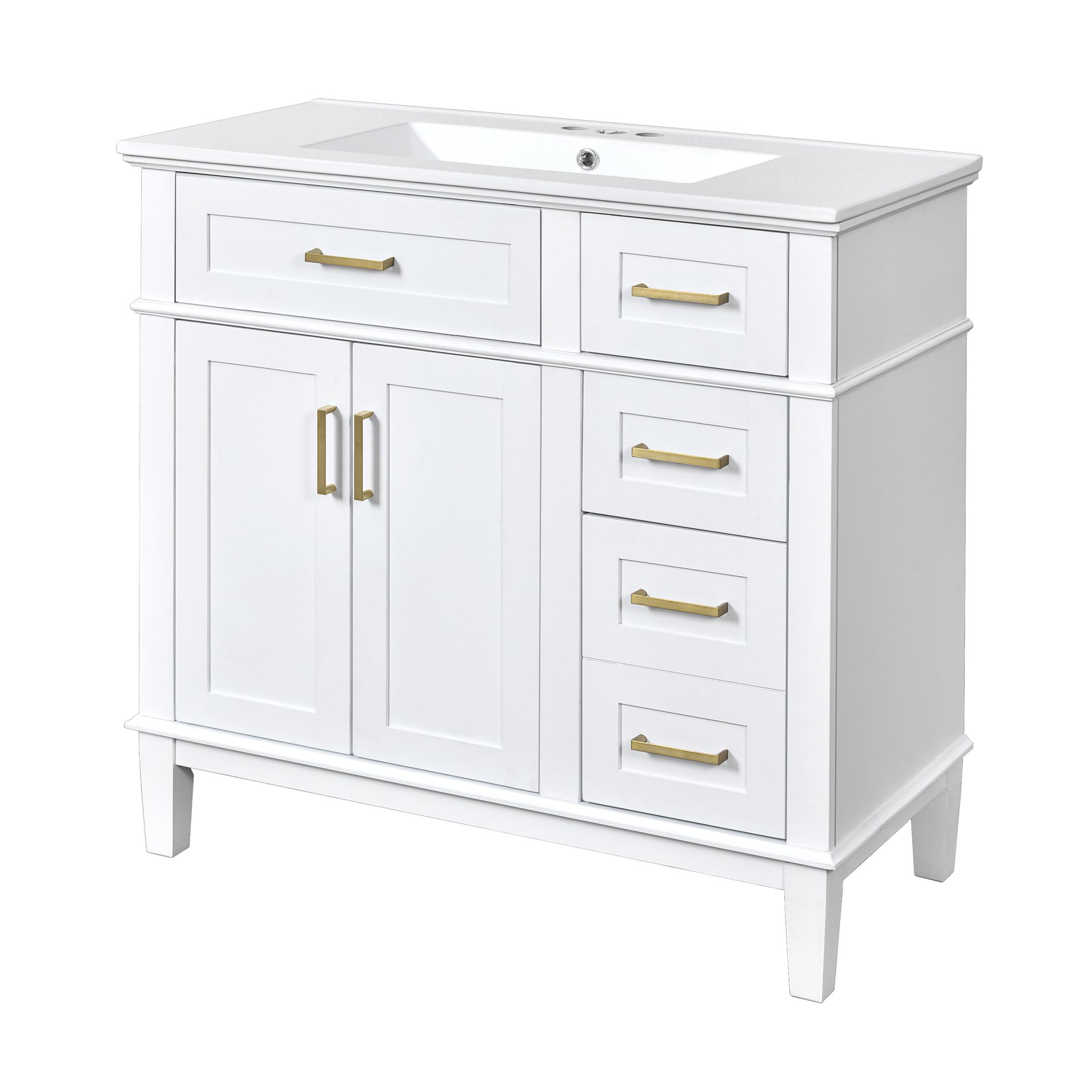Bathroom Vanity With Sink, Soft Close Doors, And Storage Drawers, 36" - White - Image 14