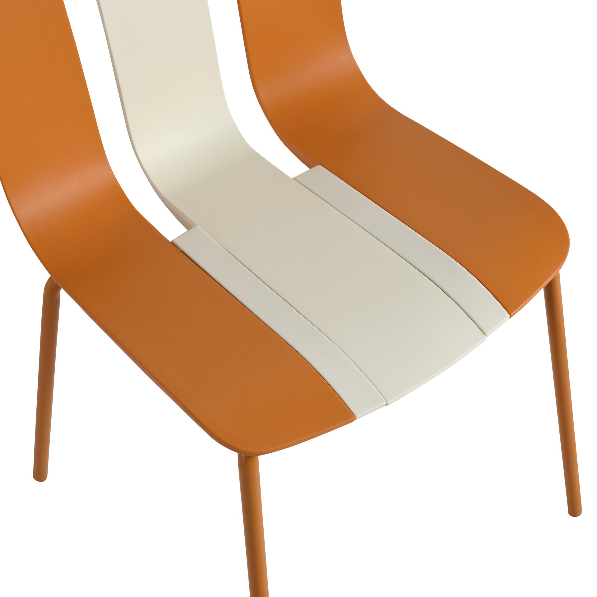 4 Piece Set Of Modern Striped Color Blocking Single Chairs, Waterproof And Fade Resistant - White / Orange - Image 16