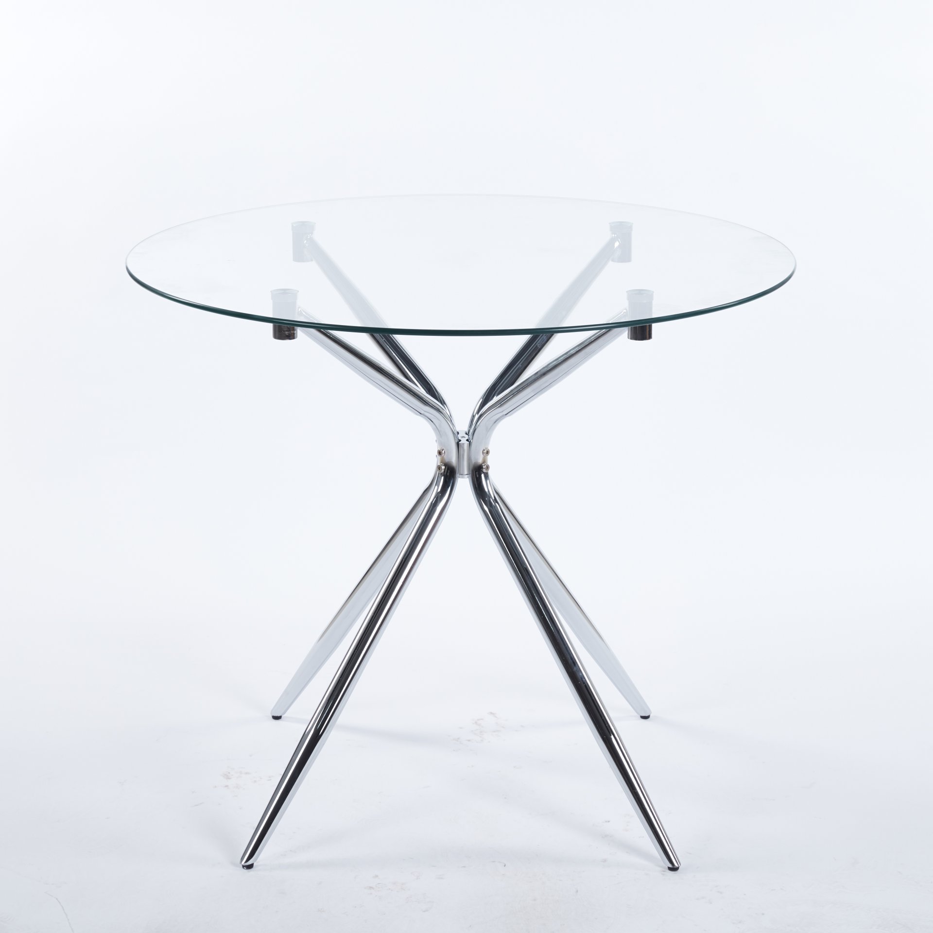 Compact Dining Table With Glass Top - Chrome - Image 8