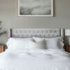 Queen Size Upholstery Headboard With Tufted Buttons And Nailhead Trim - Gray - Image 7