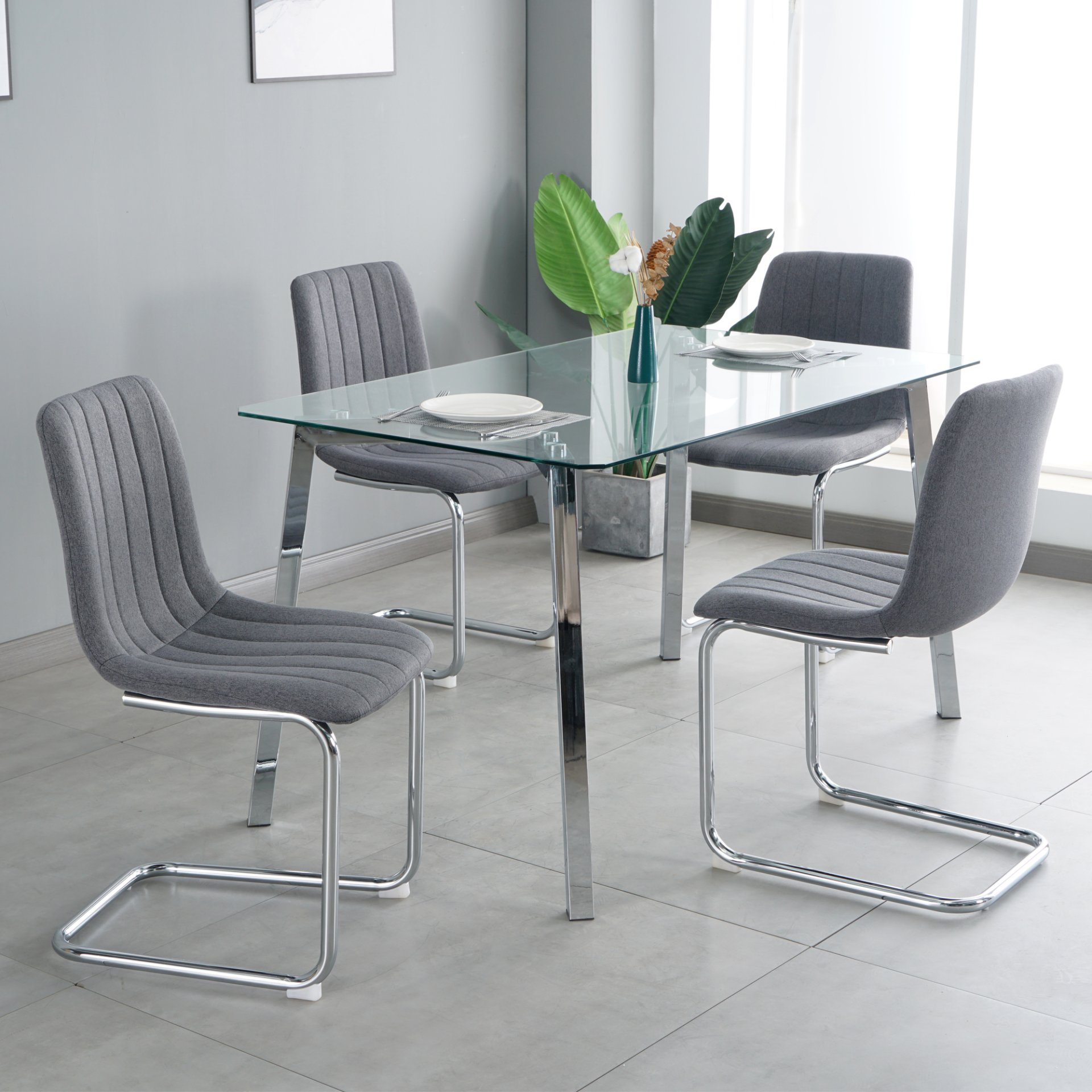 Modern Simple Light Luxury Dining Chair (Set of 4) - Dark Gray - Image 8