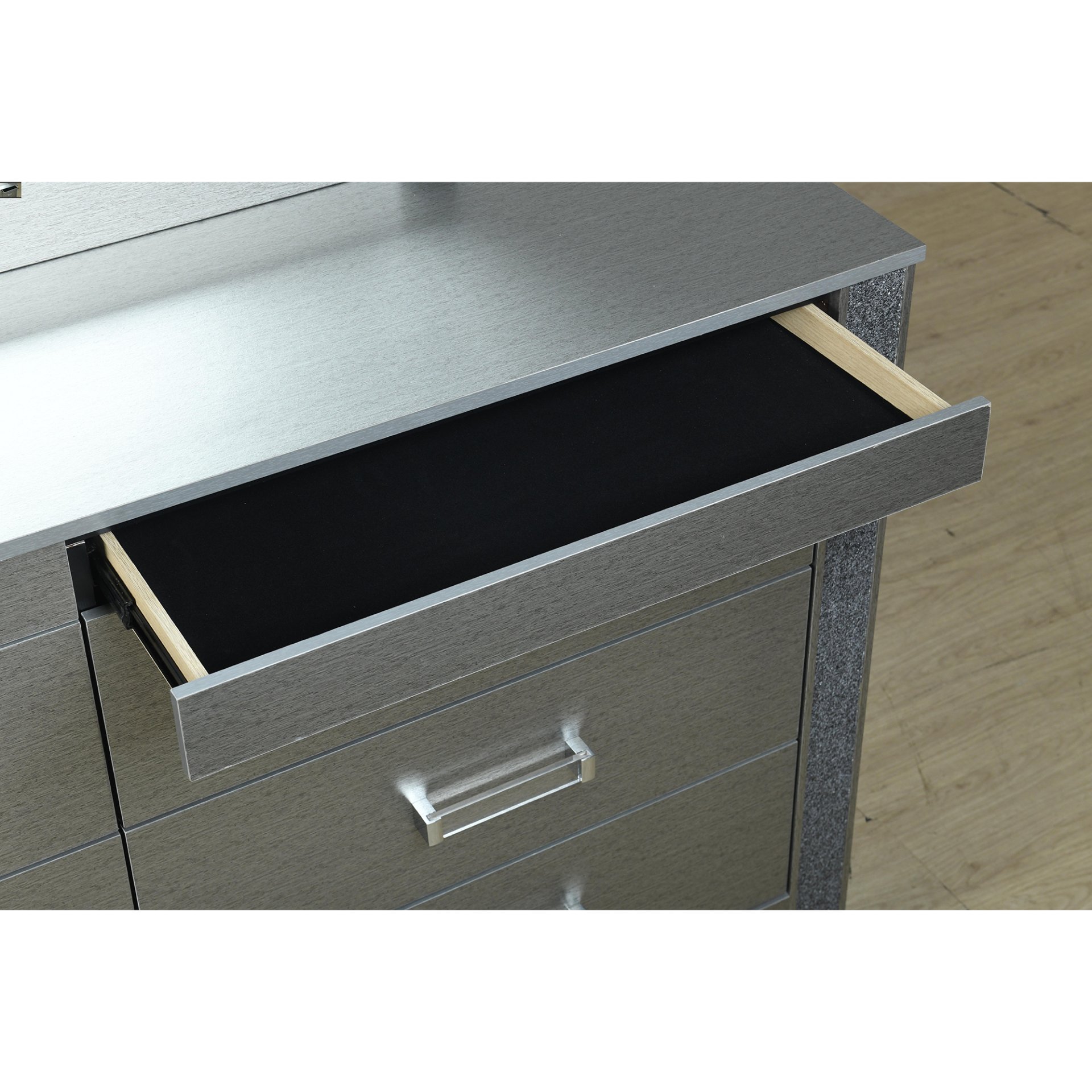 Lorenzo - Dresser With Hidden Jewelry Compartment And Bar Handles In - Silver - Image 6