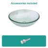 Crackle Vessel Sink, Round Bowl With Pop Up Drain - Clear - Image 5