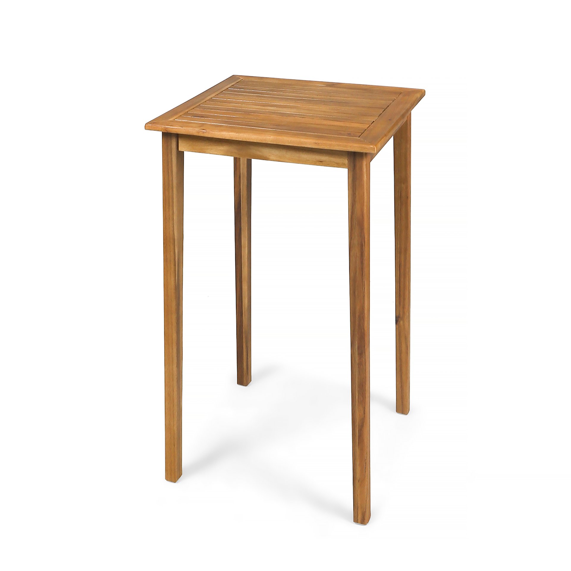 Outdoor Minimalist Acacia Wood Square Bar Table - Teak - Image 5