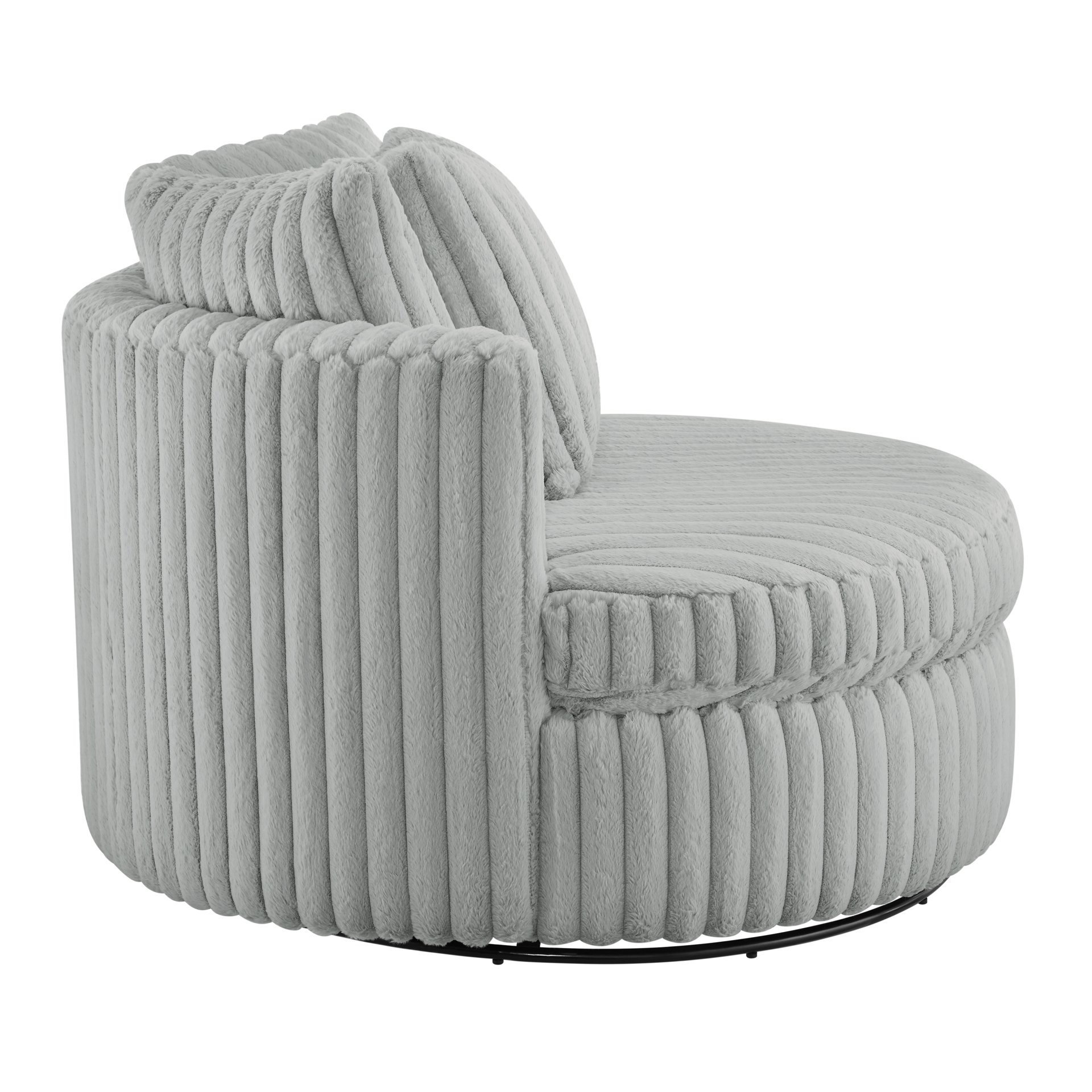 Mindy - Oversized Swivel Barrel Chair - Gray - Image 5