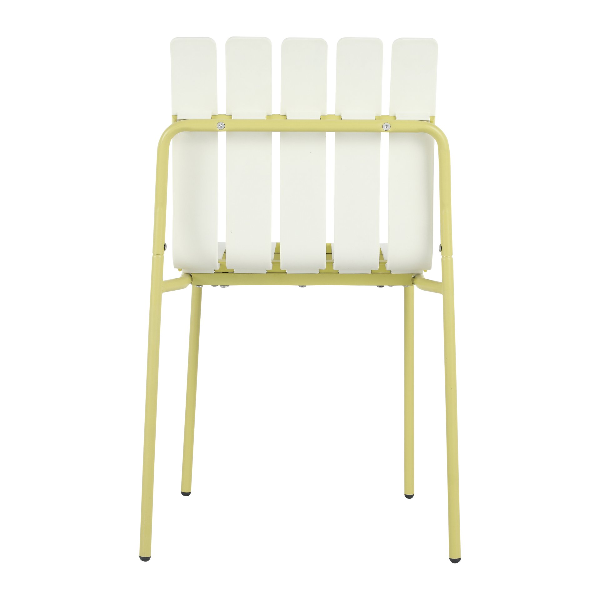 4 Piece Set Of Modern Color Block Designed Single Chairs, UV Resistant And Rust Proof - Grain Yellow / White - Image 18