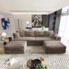 4 Seat Sofa, Deep Seat Couches With Soft Pillows And 2 Ottomans, Convertible Sofa Lounge Chair, For Living Room - Camel - Image 13