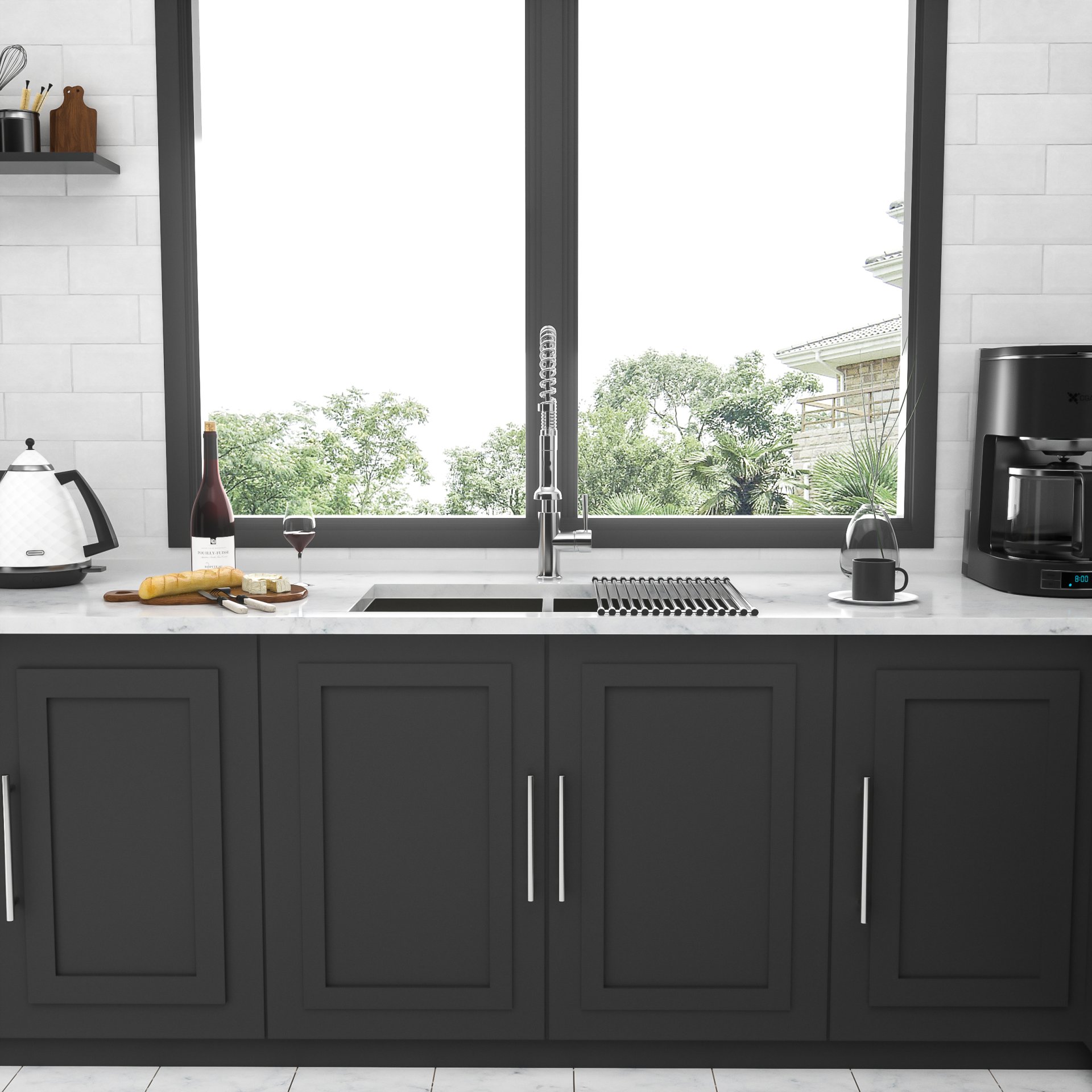 16 Gauge Undermount Double Bowl Kitchen Sink With 9" Deep Bowls - Brushed Nickel - Image 6