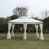 13 X 10 Outdoor Patio Gazebo Tent With Ventilated Double Roof And Sidewall (Detachable Curtains On All Sides), For Lawn, Garden, Backyard, And Deck - Beige - Image 6