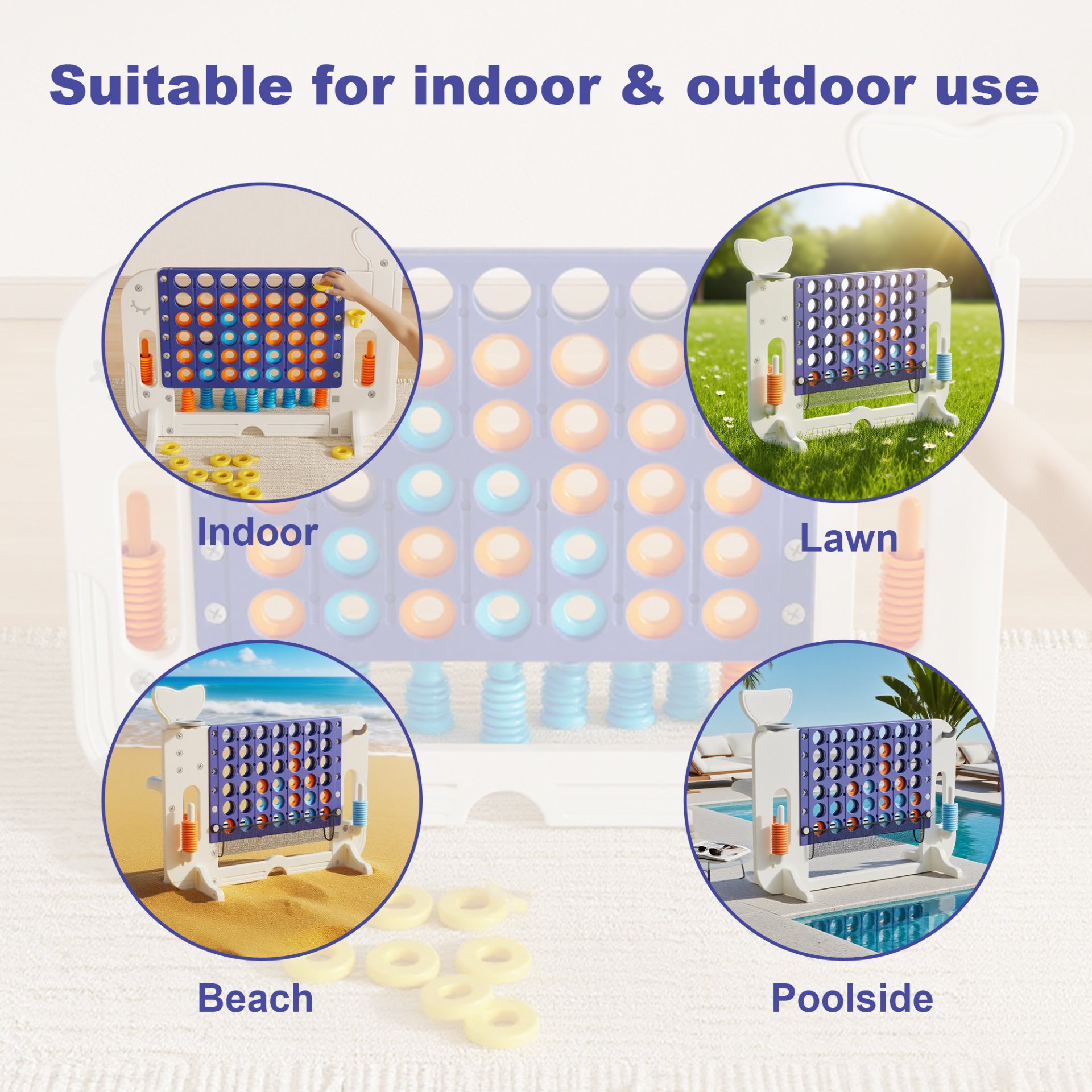 4 To Score Giant Game Set With Mesh Bag & Jumbo Connect 4 - White / Purple - Image 7