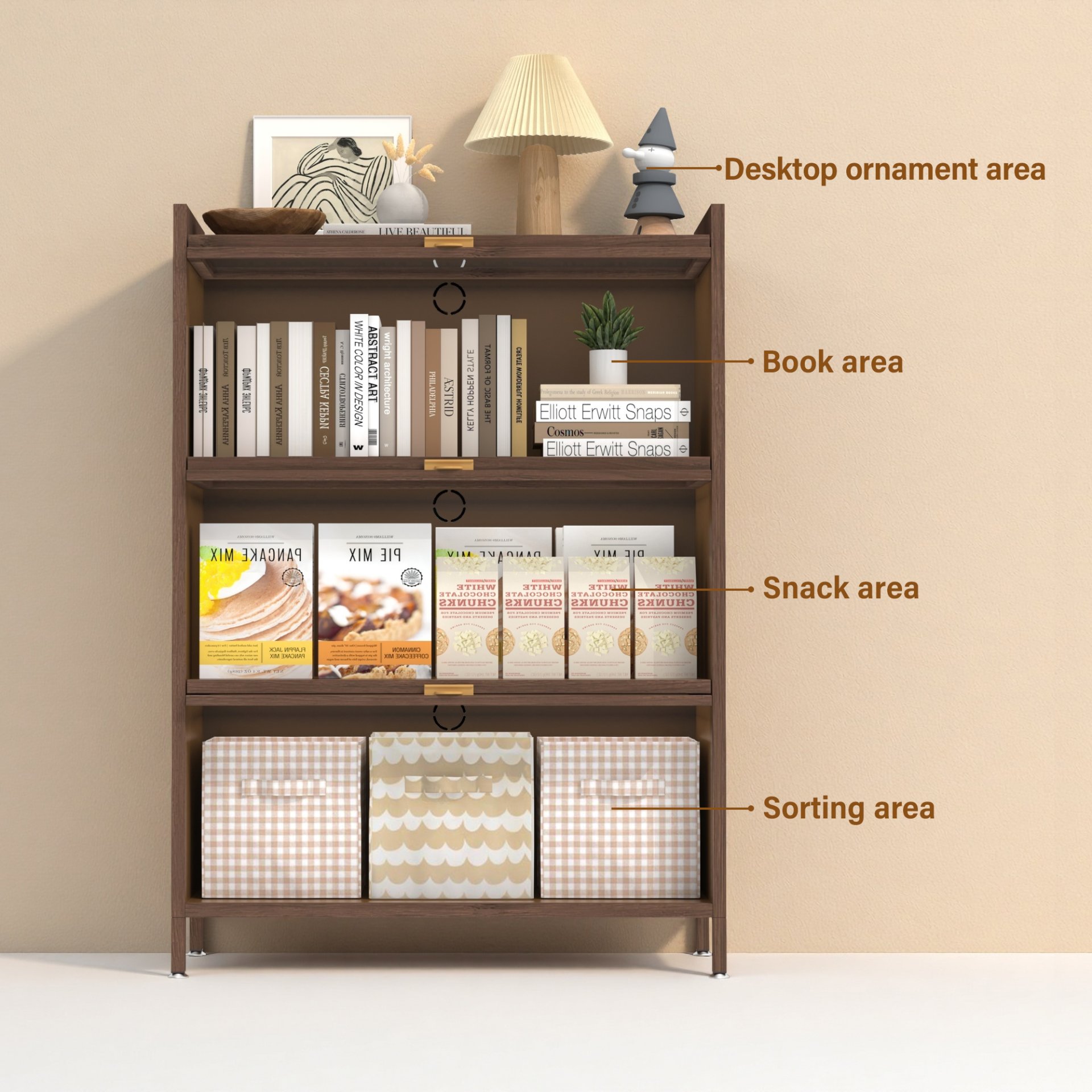 3 Flip Doors Cabinet, With Ample Storage Space For Living Room - Walnut - Image 5