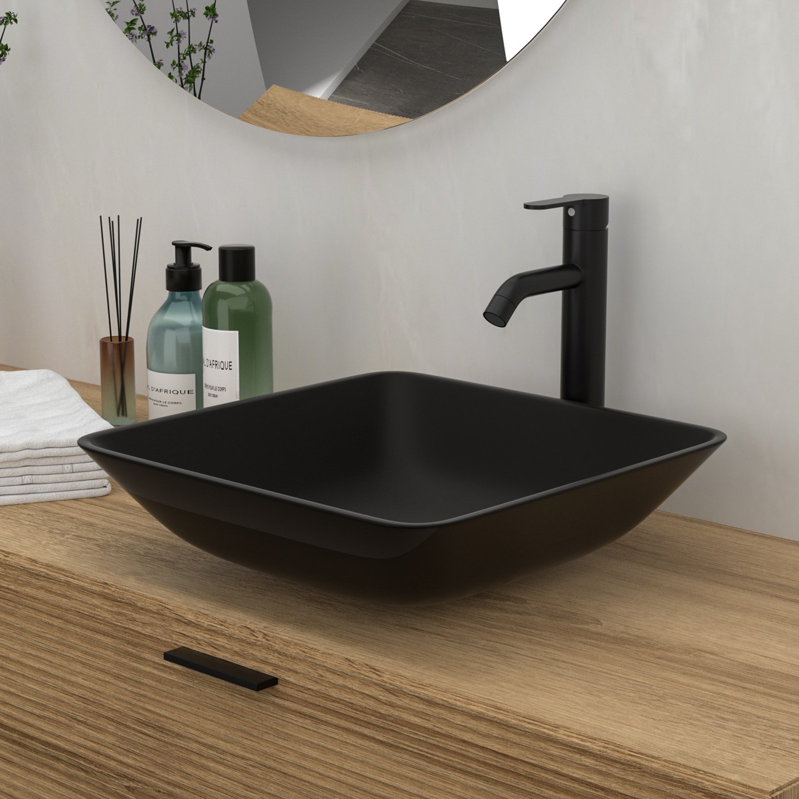 Artistic Vessel Sink With Faucet And Pop Up Drain - Matte Black - Image 2