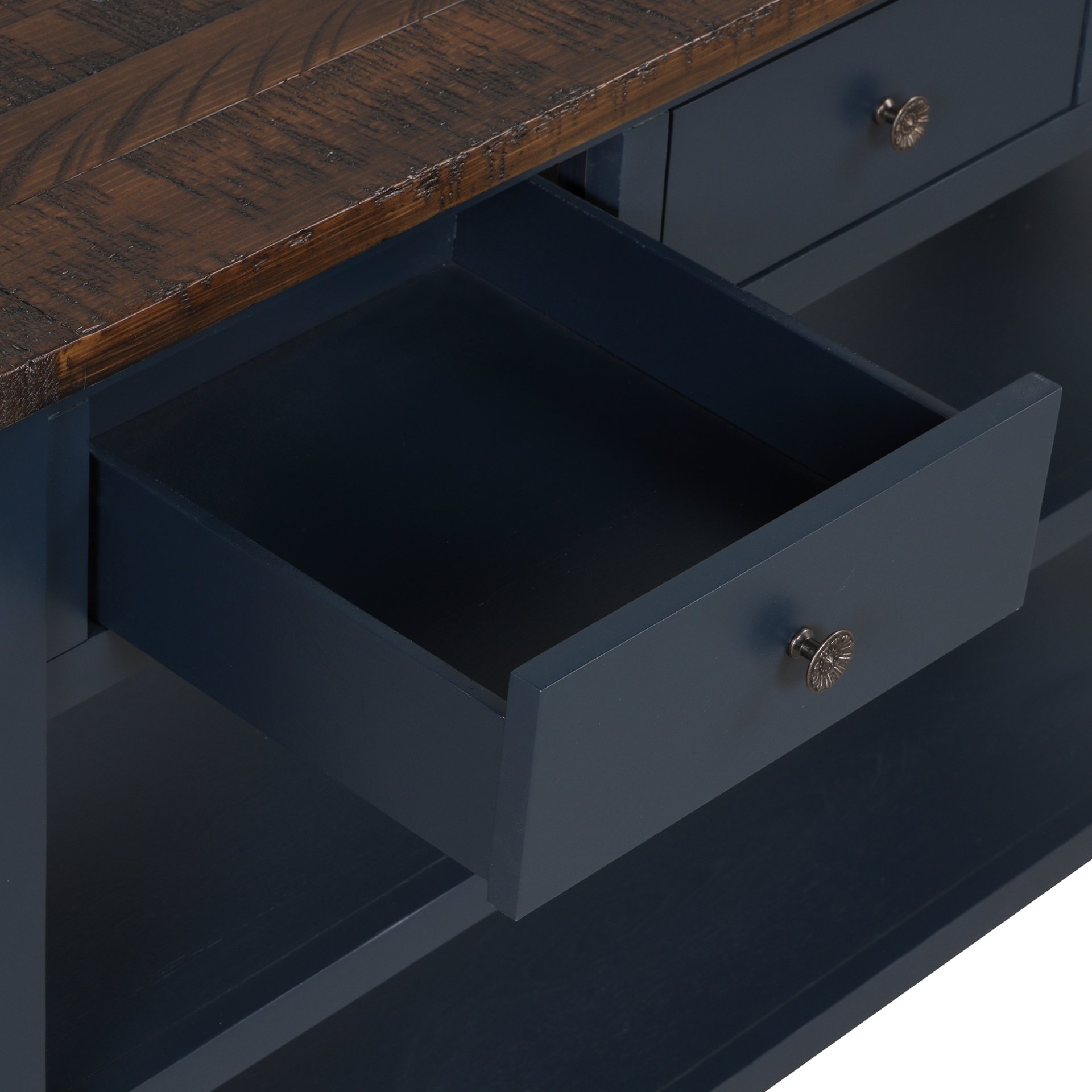 49'' Rectangular Solid 3 Drawer 2 Shelf Console Table - Blue - Image 14