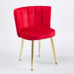Modern Dining Chair (Set of 2) With Velvet Backrest And Iron Tube en Legs For Dining Room Or Cafe - Red