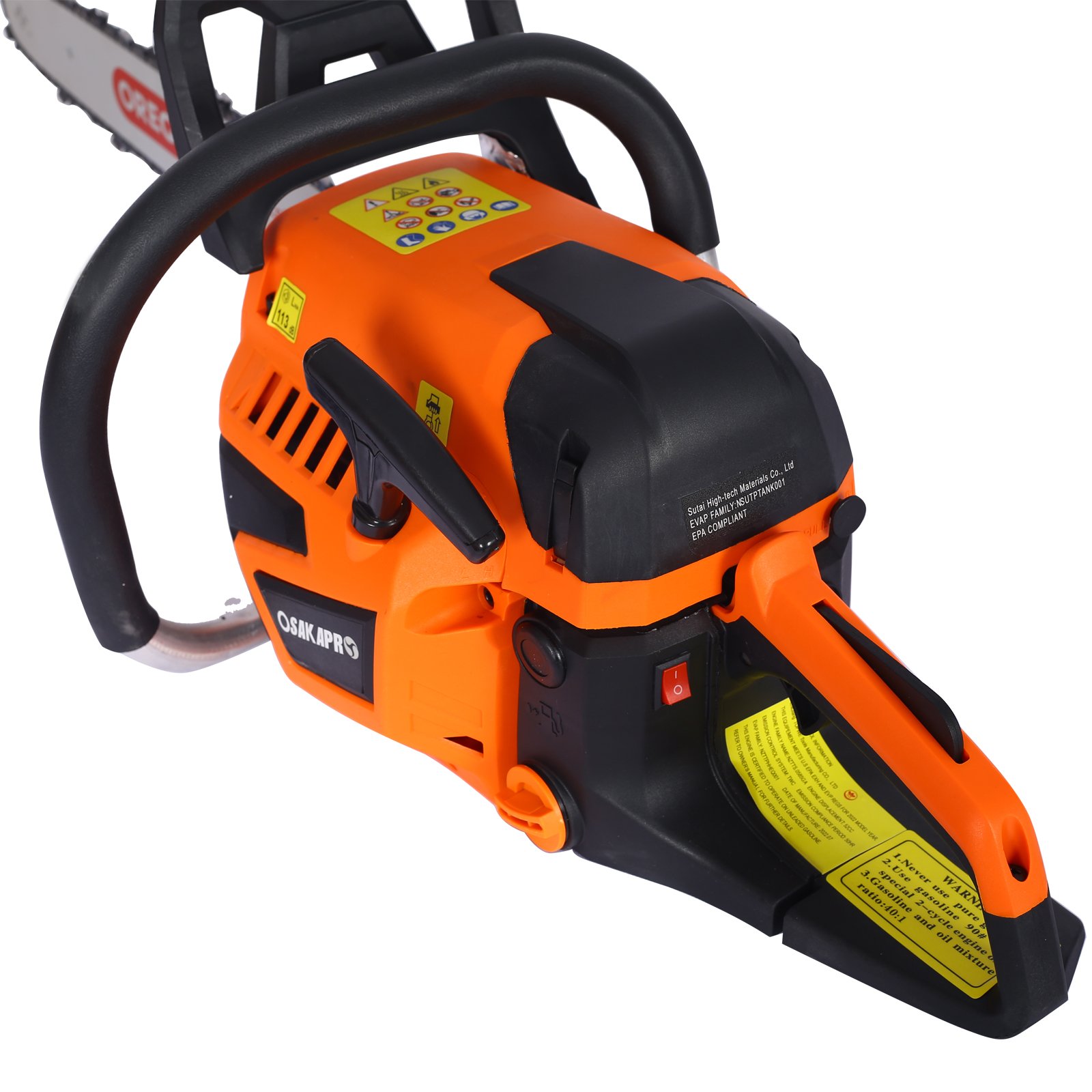 52Cc Gasoline Chainsaw With 20" Oregon Bar And Chain For Wood Cutting Plastic - Orange - Image 6
