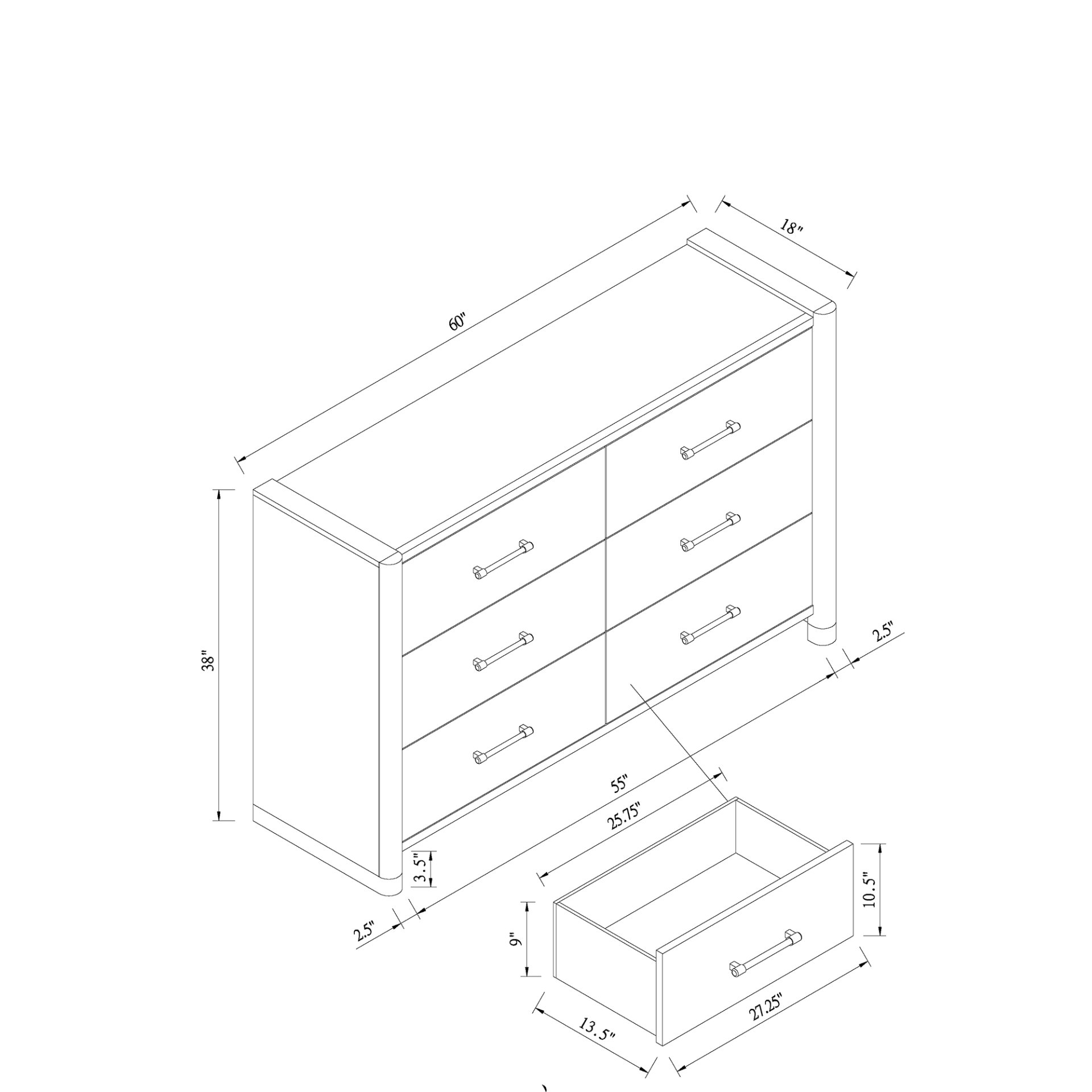 Sarai - 5 Piece King Bedroom Set With Upholstered Headboard, Spacious Storage - Brown - Image 10