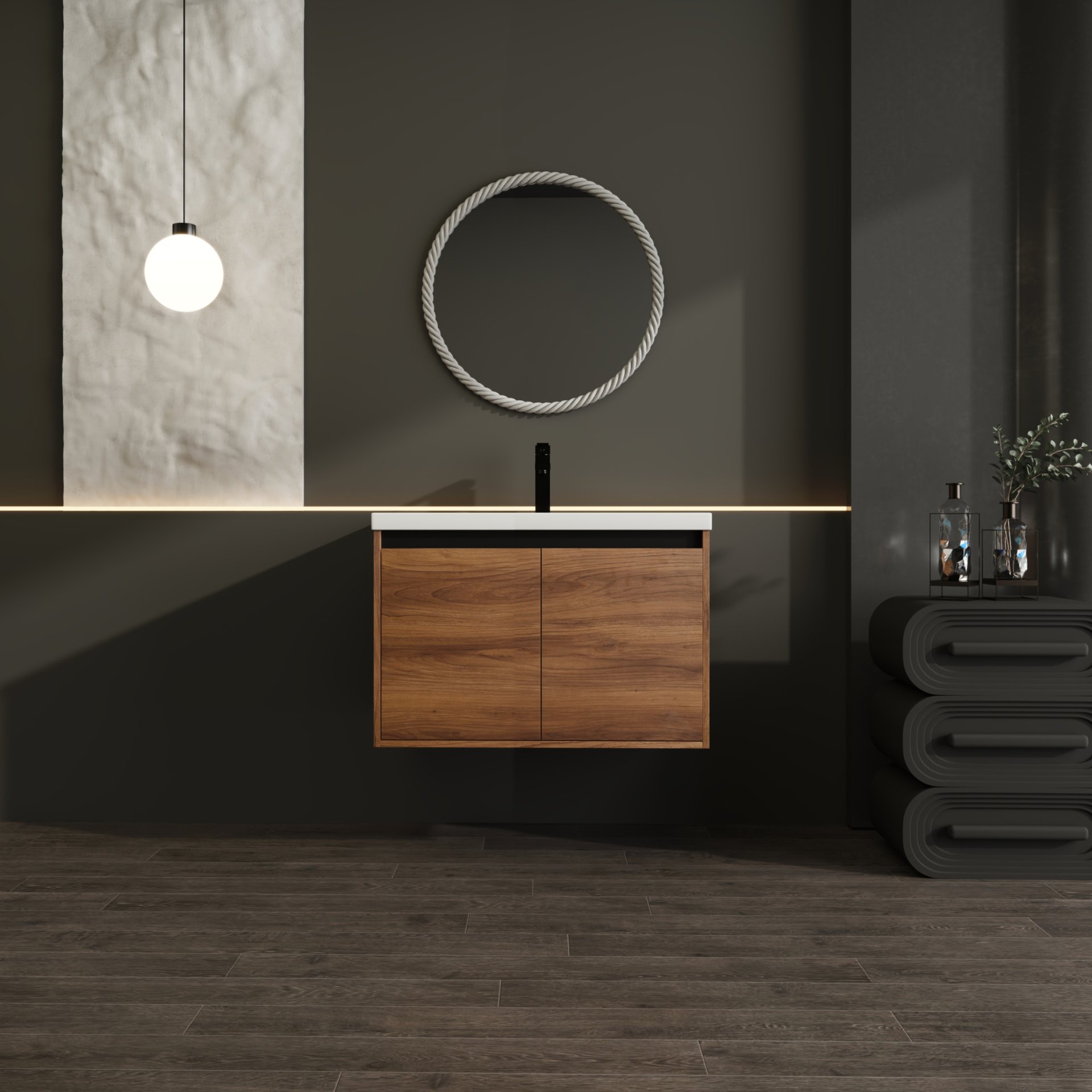 Bathroom Vanity With Resin Countertop Sink - Brown - Image 5
