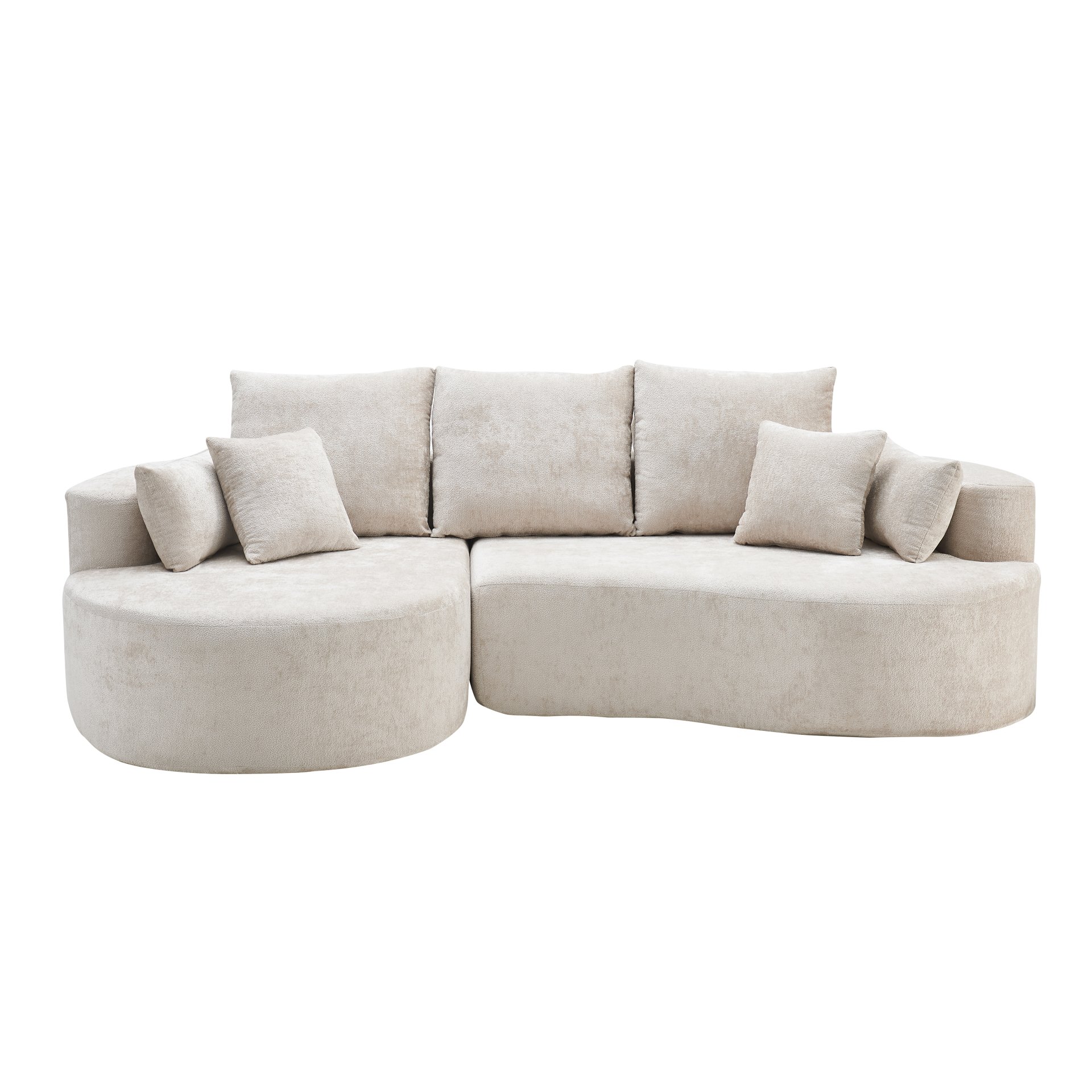 2 Piece Fabric Cloud Curved Sectional Sofa With Chaise For Living Room Bedroom Apartment - Silver Lining - Image 2