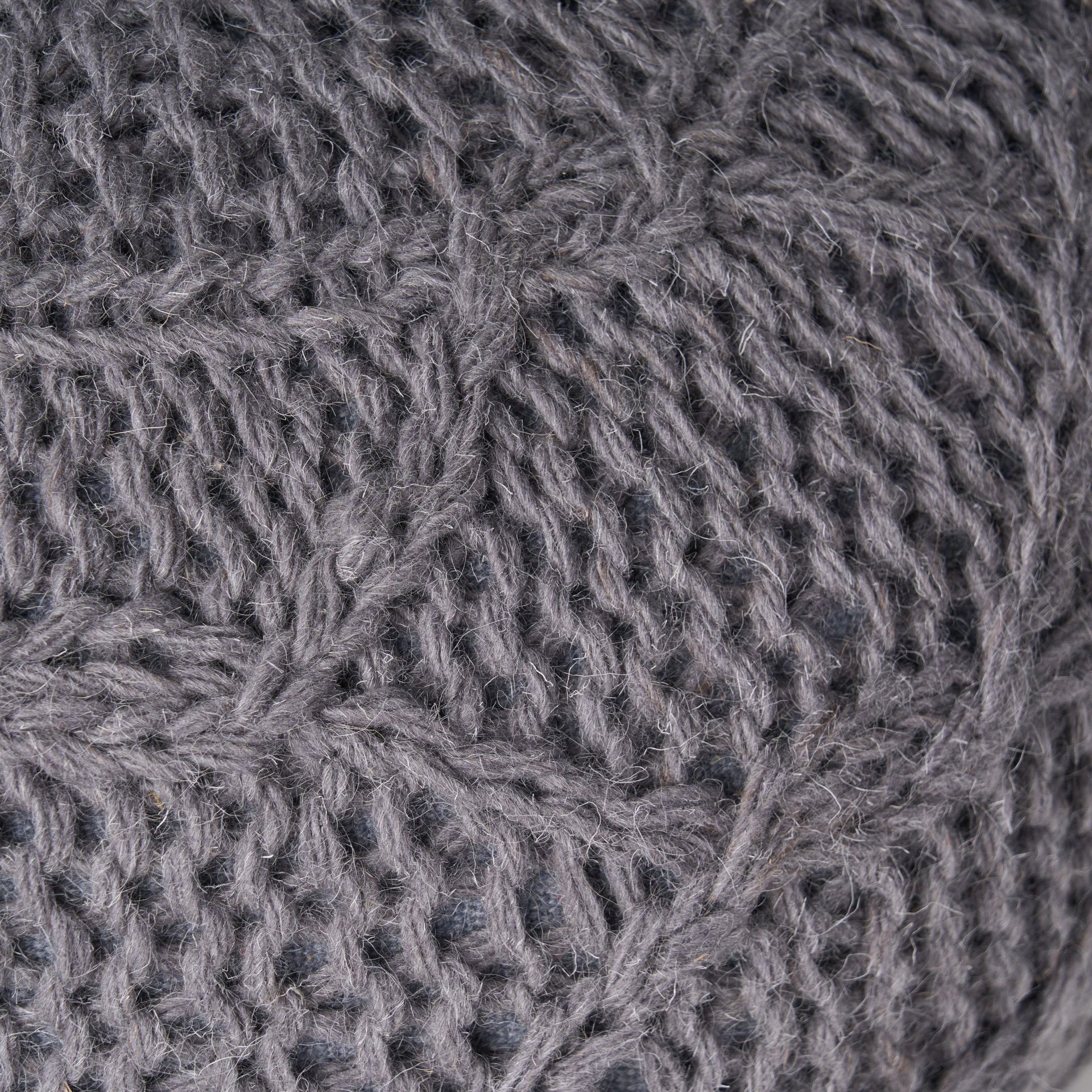 Malibu - Modern Knitted Wool Round Pouf With Handcrafted Design - Charcoal - Image 8