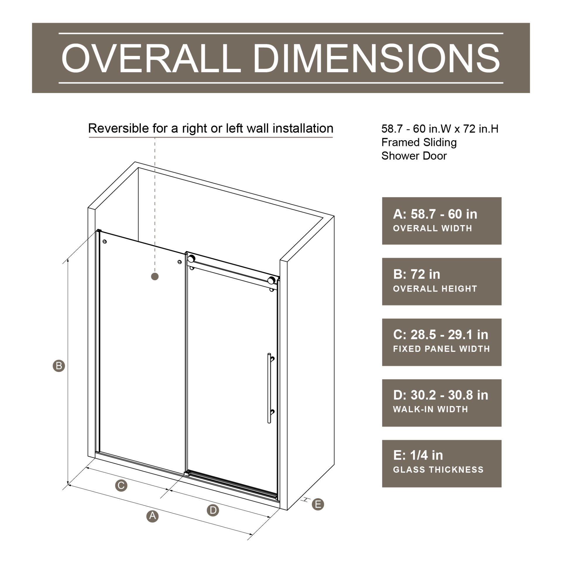 Frameless Shower Door Single Sliding, Clear Tempered Glass Shower Door With Zinc Roller Rail System, Stainless Steel Handle - Black - Image 3