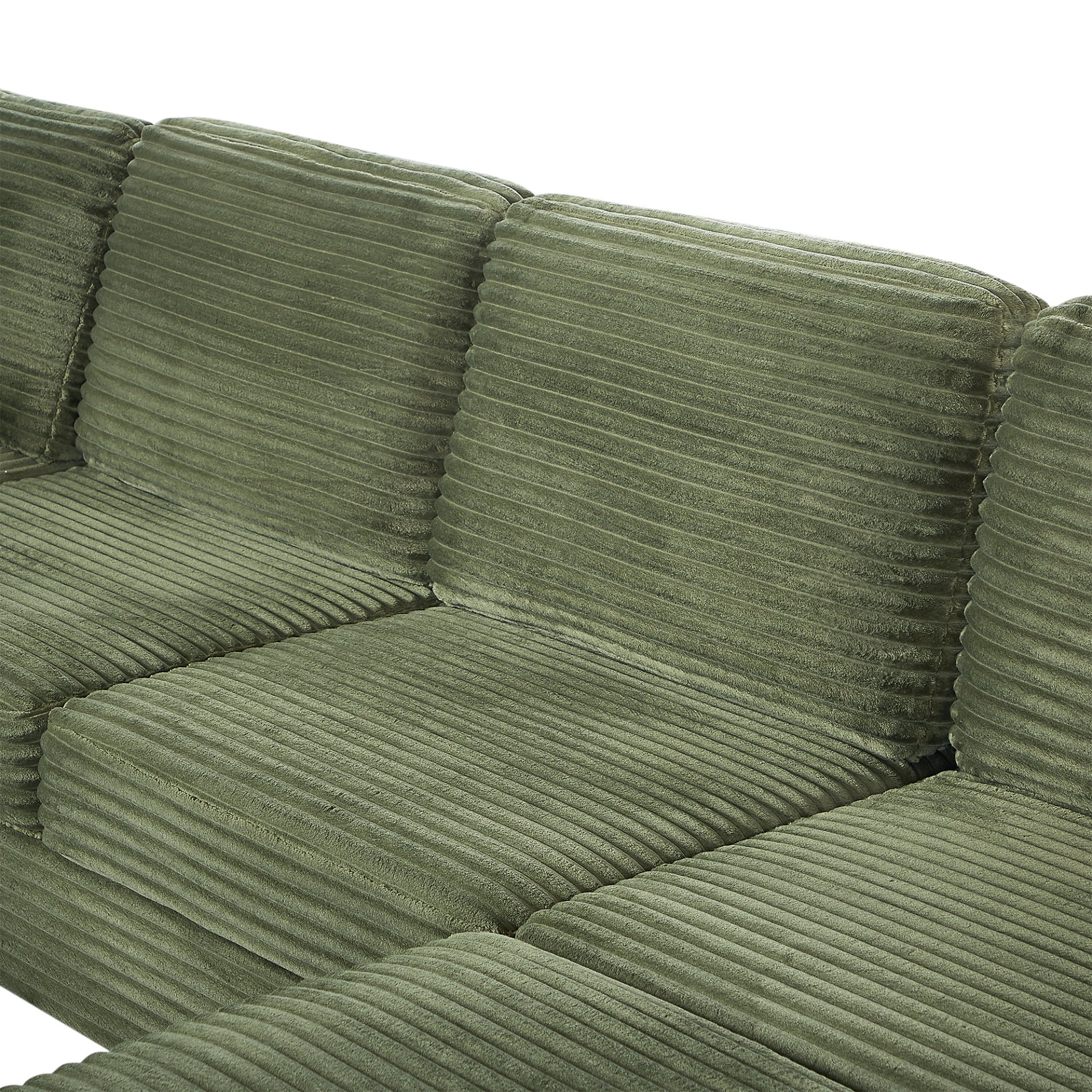 Modern Sectional Sofa U Shaped With Movable Ottoman And Side Storage Pockets Corduroy - Green - Image 17