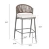 Outdoor Bar Height Metal Frame Counter Stools With Scallop Shaped Backrest & Water Resistant Cushions (Set of 2) - Matte Gray - Image 3