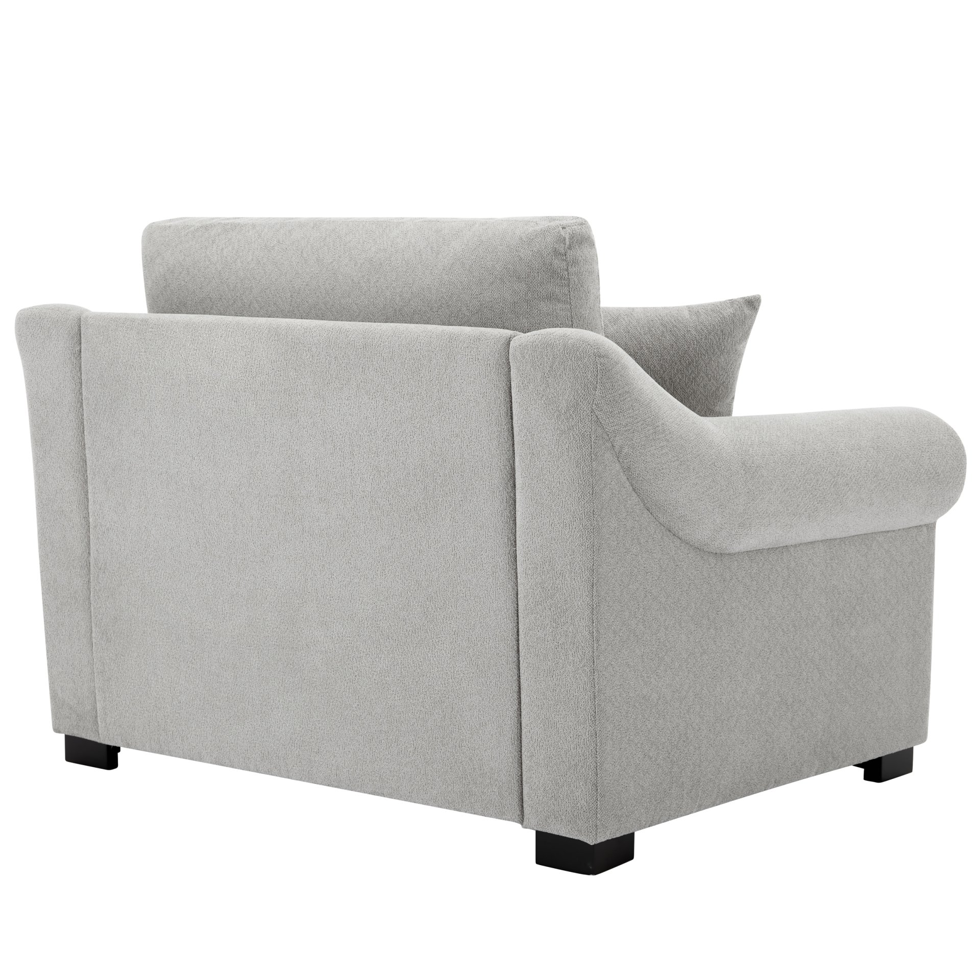 Modern Chenille Oversized Armchair, Chair And A Half, Single Sofa For Bedroom, Living Room, Wide - Light Gray - Image 9