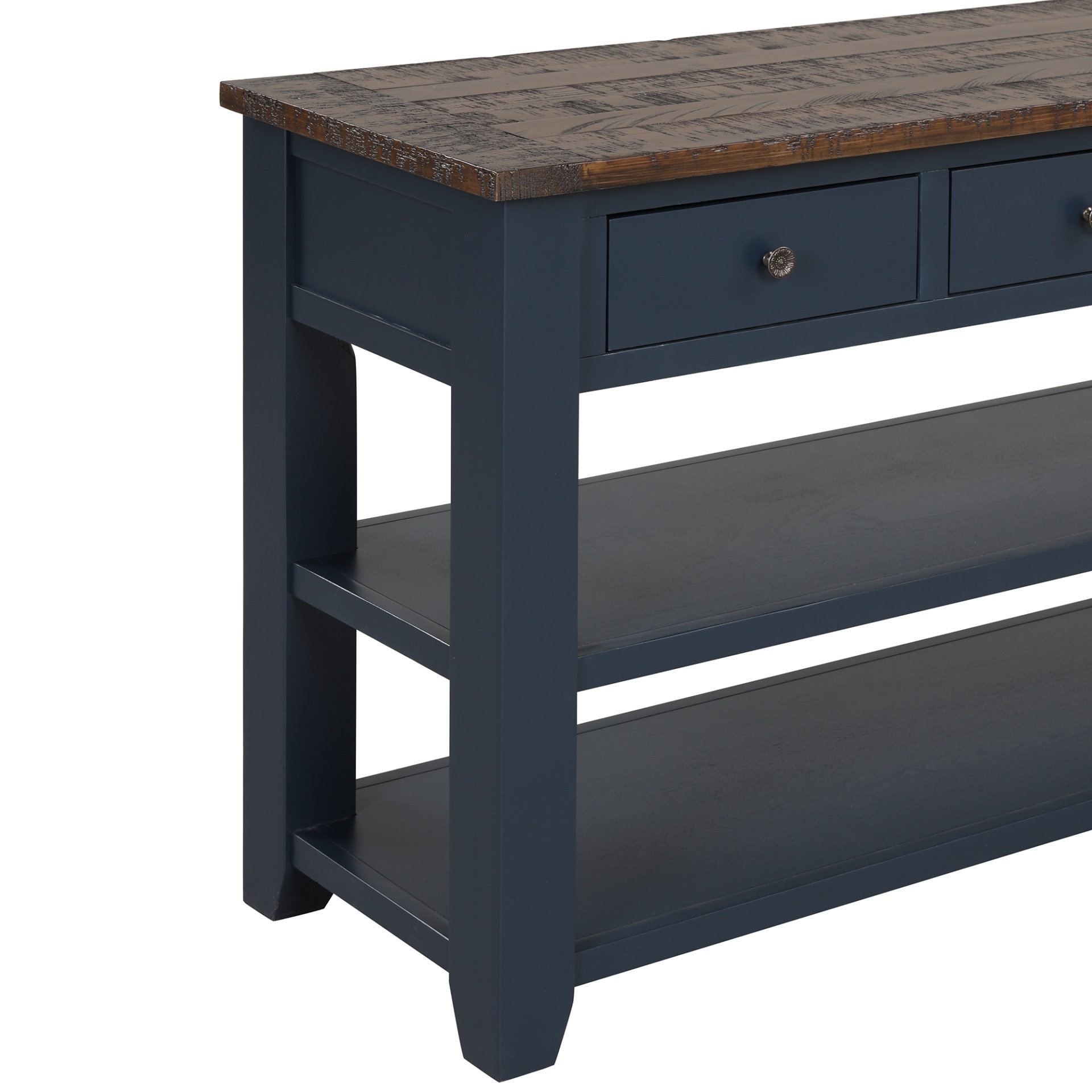 49'' Rectangular Solid 3 Drawer 2 Shelf Console Table - Blue - Image 12