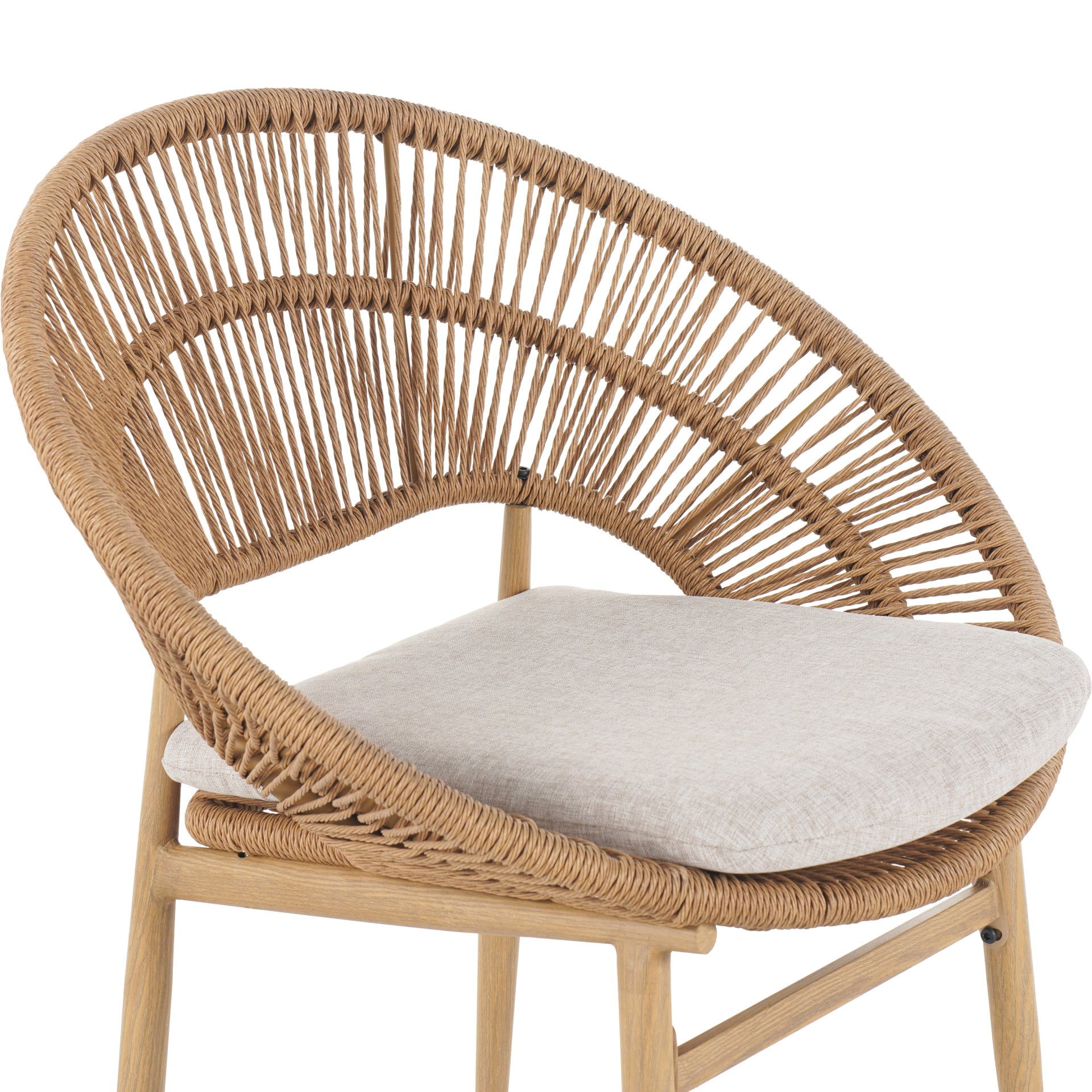 Cyril - Outdoor Wicker Papasan Style Dining Chair (Set of 2) - Beige / Light Brown / Teak - Image 12