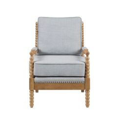 The Arm Chair With Padded Armrests - Dusty Blue / Camel Oak