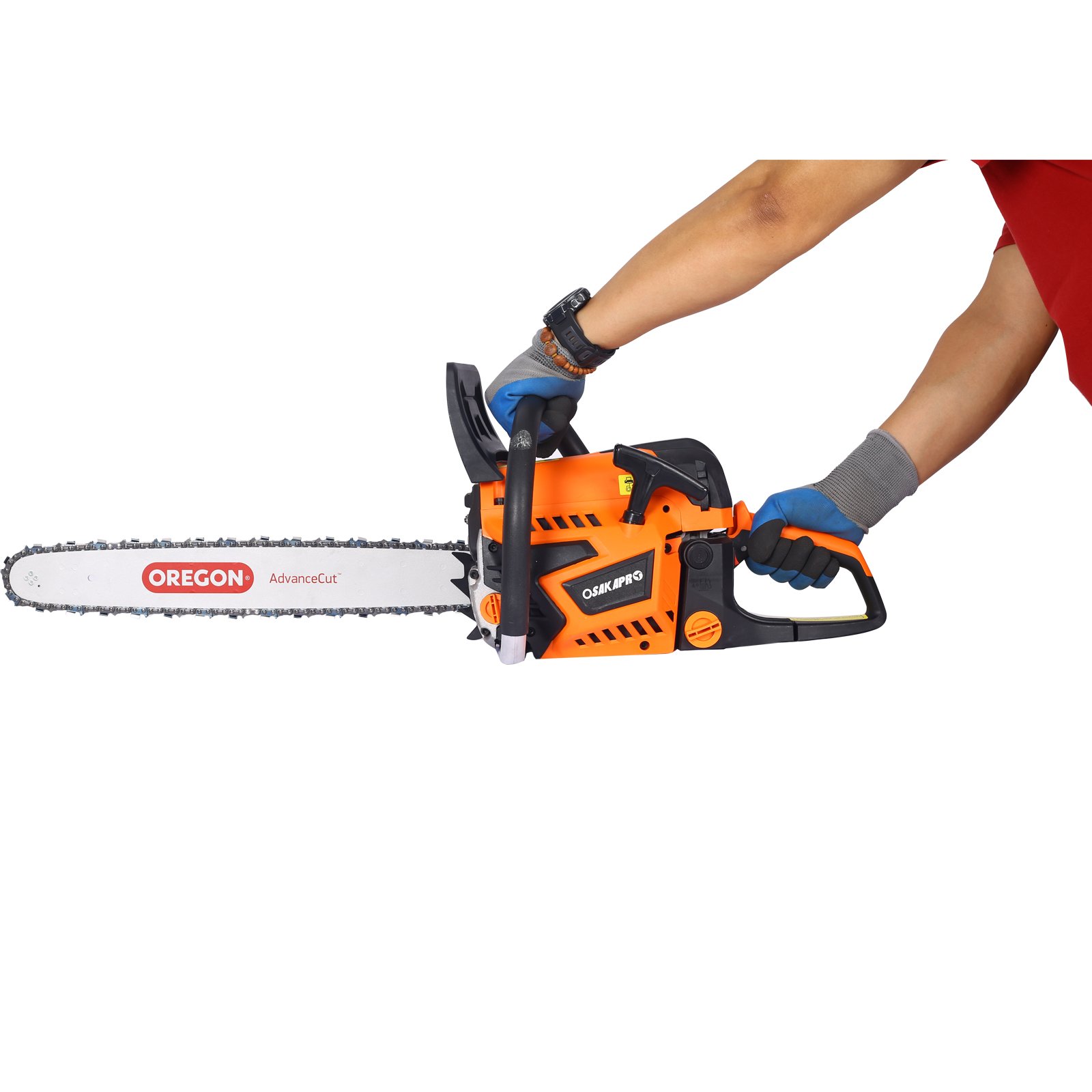 52Cc Gasoline Chainsaw With 20" Oregon Bar And Chain For Wood Cutting Plastic - Orange - Image 2