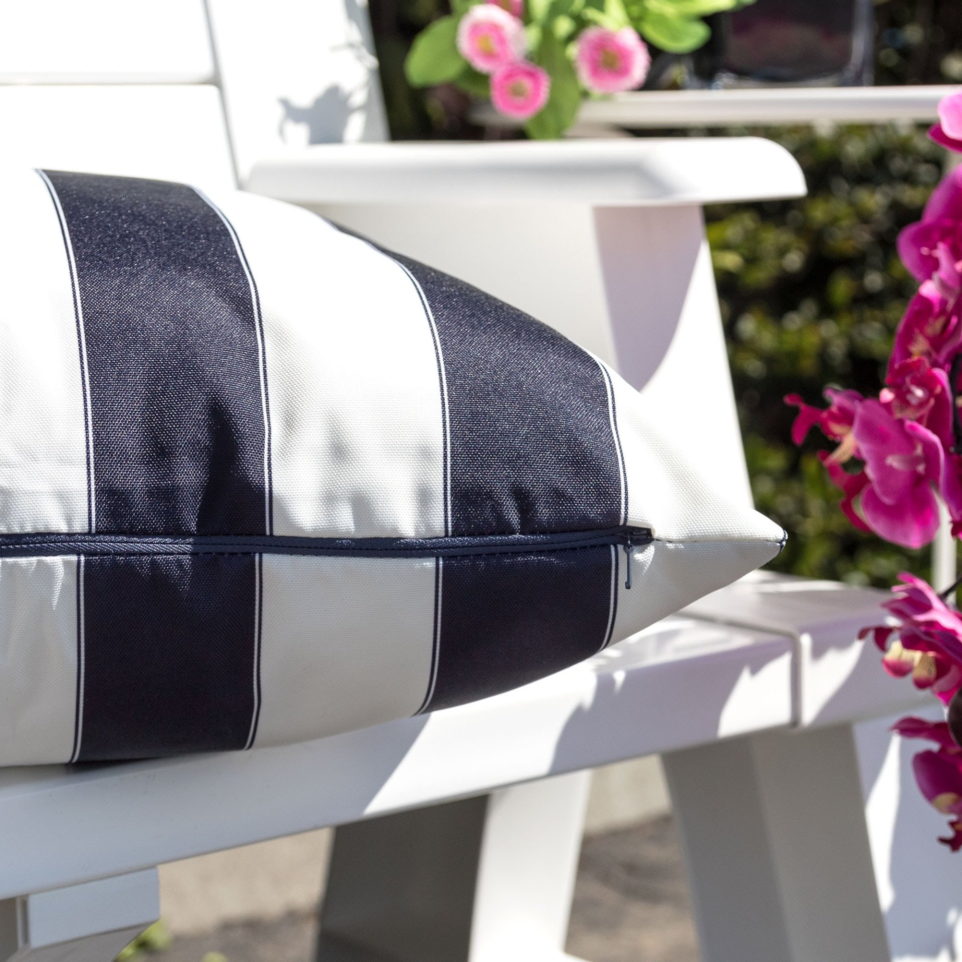 Horizon Stripe Pillow Indoor Outdoor Use - Navy - Image 4