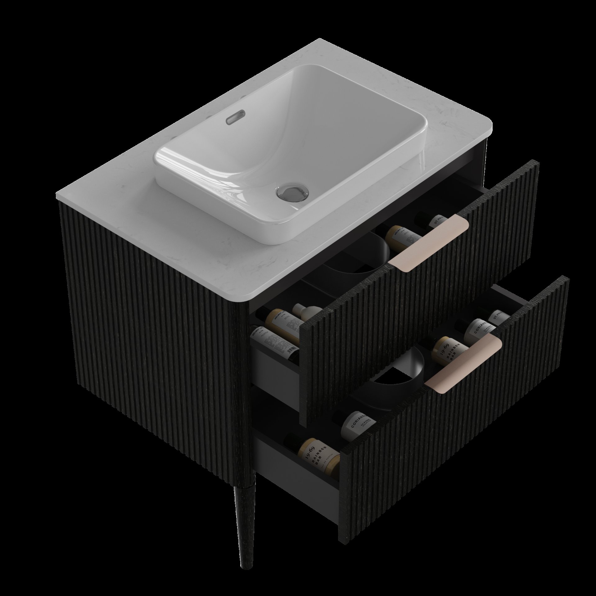 Elena - Modern Bathroom Vanity With Sink Luxury Bathroom Vanity With Ample Storage, 2 Soft Close Drawers, 2 In 1 Floating Or Freestanding Design - Black - Image 6