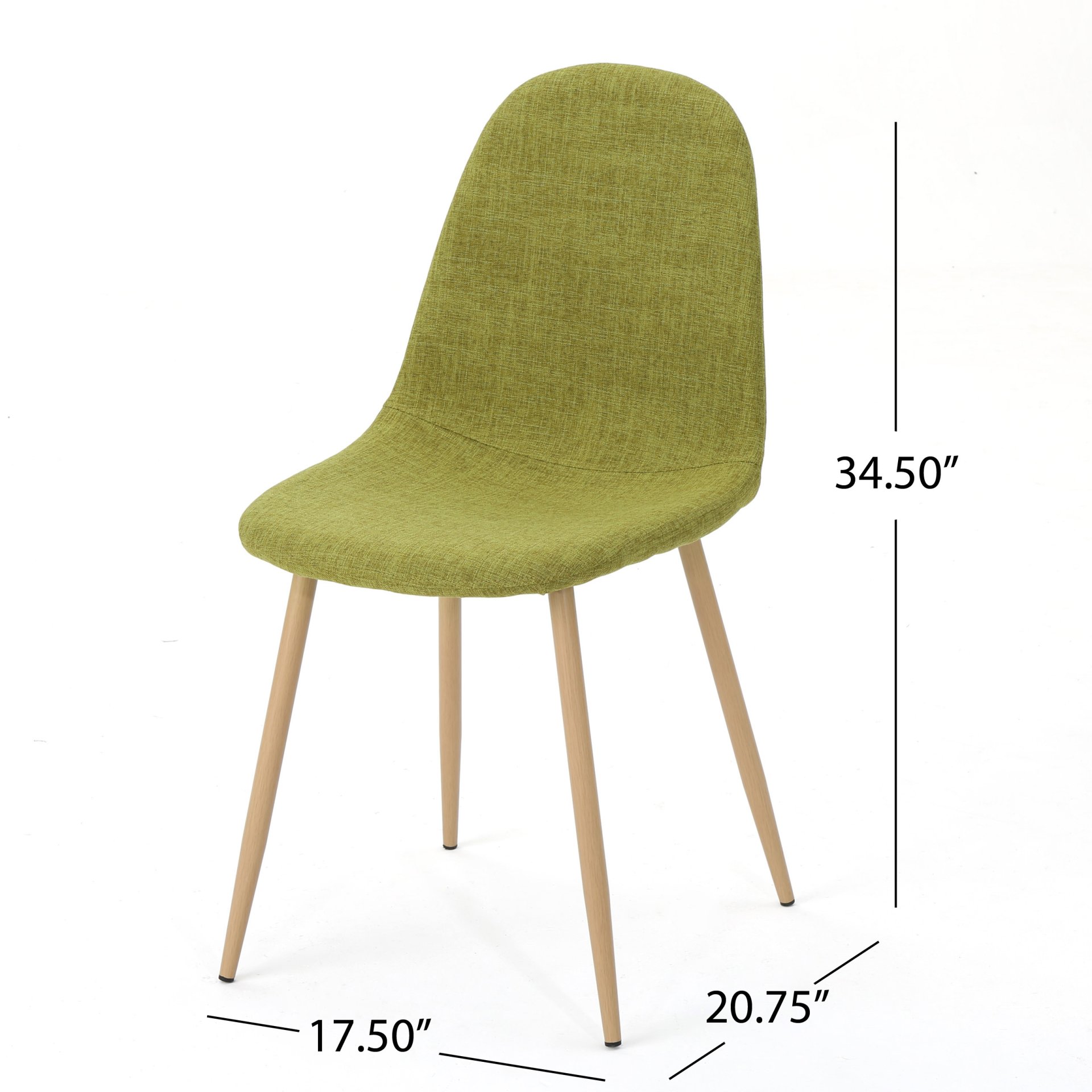 Contemporary Dining Chair Set With Upholstered Fabric And Iron Legs - Green / Light Brown - Image 3