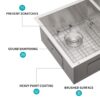 16 Gauge Undermount Double Bowl Kitchen Sink With 9" Deep Bowls - Brushed Nickel - Image 9