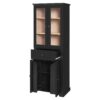 Bathroom Storage Cabinet, Adjustable Shelves & Drawer, Freestanding Linen Tower - Black - Image 18