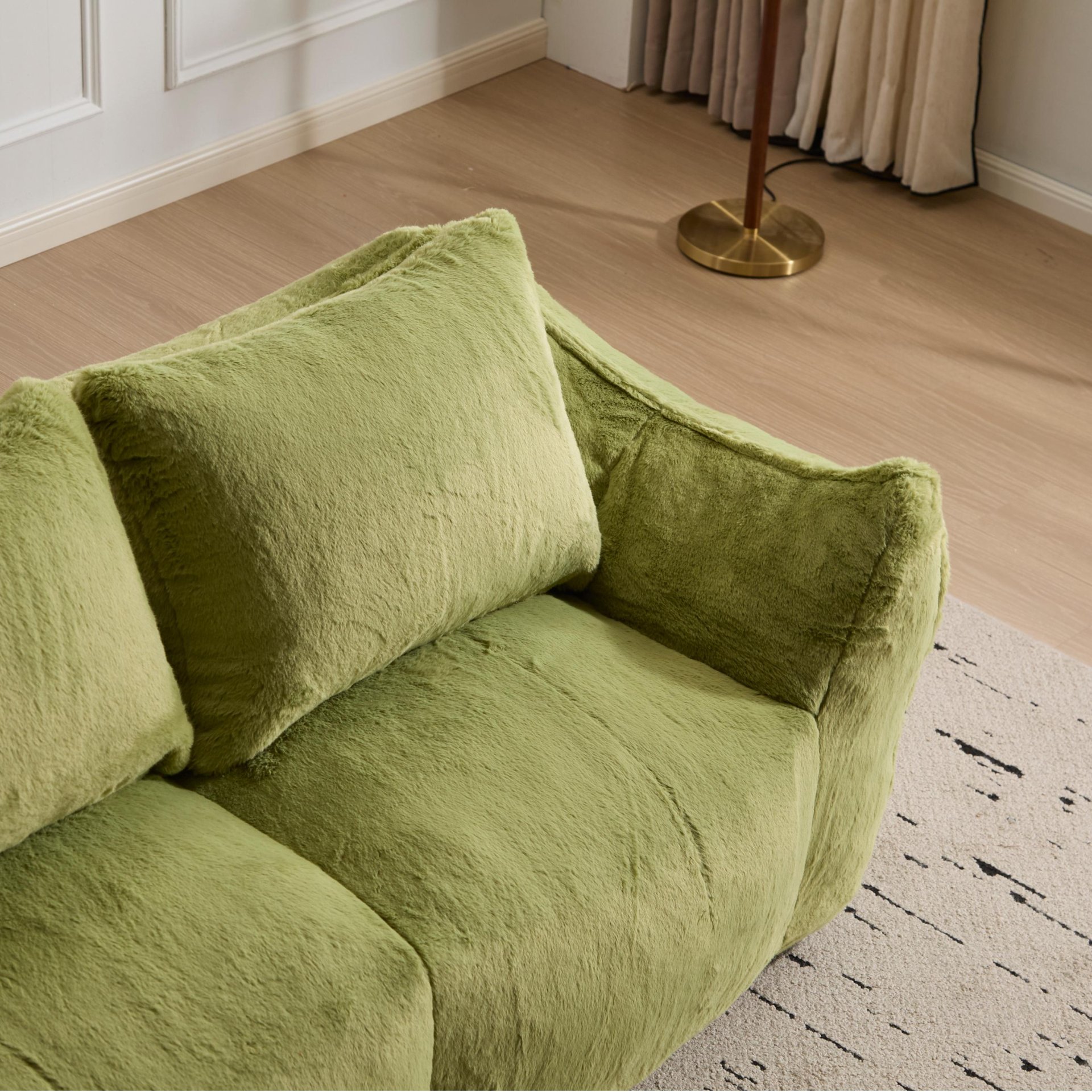Giant Bean Bag Couch, Ultra Soft Fluffy Loveseat For Living Room Reading Chair With Pillows - Green - Image 12