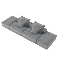 Modern Oversized Modular Sectional Sofa With 2 Ottoman And 2 Seat, Sparkling Chenille Fabric Soft Cushion Sofa With 4 Pillows, 4 Pieces Diy Combination Tufted Sofa, No Assembly Required - Gray