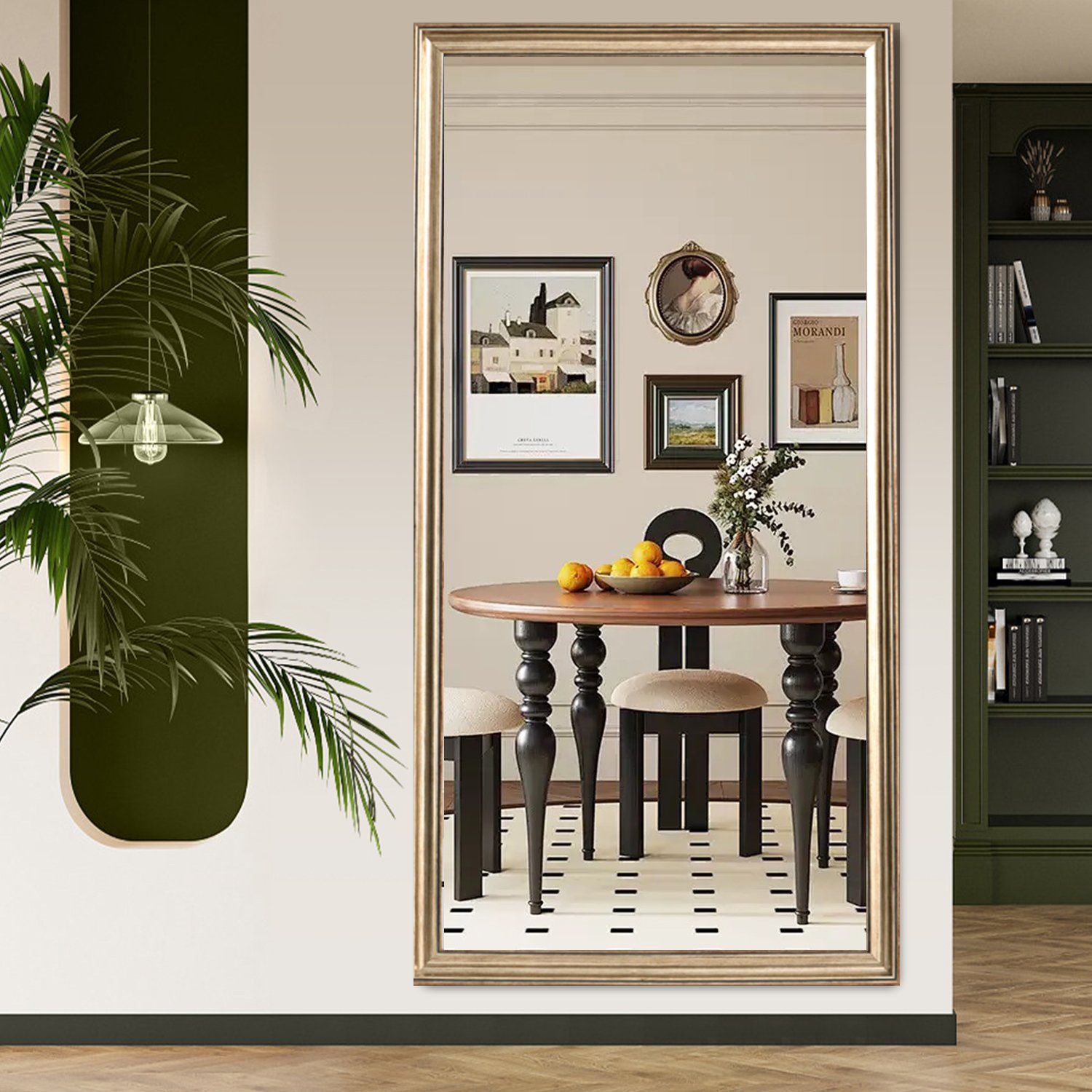 Elegant Full Body Floor Mirror With Artificial Wood Frame, Durable Design - Copper - Image 4