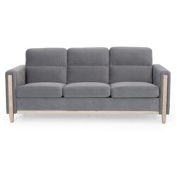 Comfortable Solid Wood Three-Seater Sofa, Soft Cushions, Durable And Long-Lasting, 79.5" Sofa Couch For Living Room - Gray