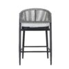 Outdoor Counter Height Metal Frame Counter Stools With Scallop Shaped Backrest & Water Resistant Cushions (Set of 2) - Matte Black - Image 18