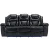 3 Pieces Recliner Sofa Sets Home Theater Seating Manual Recliner Chair With Center Console And Led Light Strip For Living Room - Black - Image 12