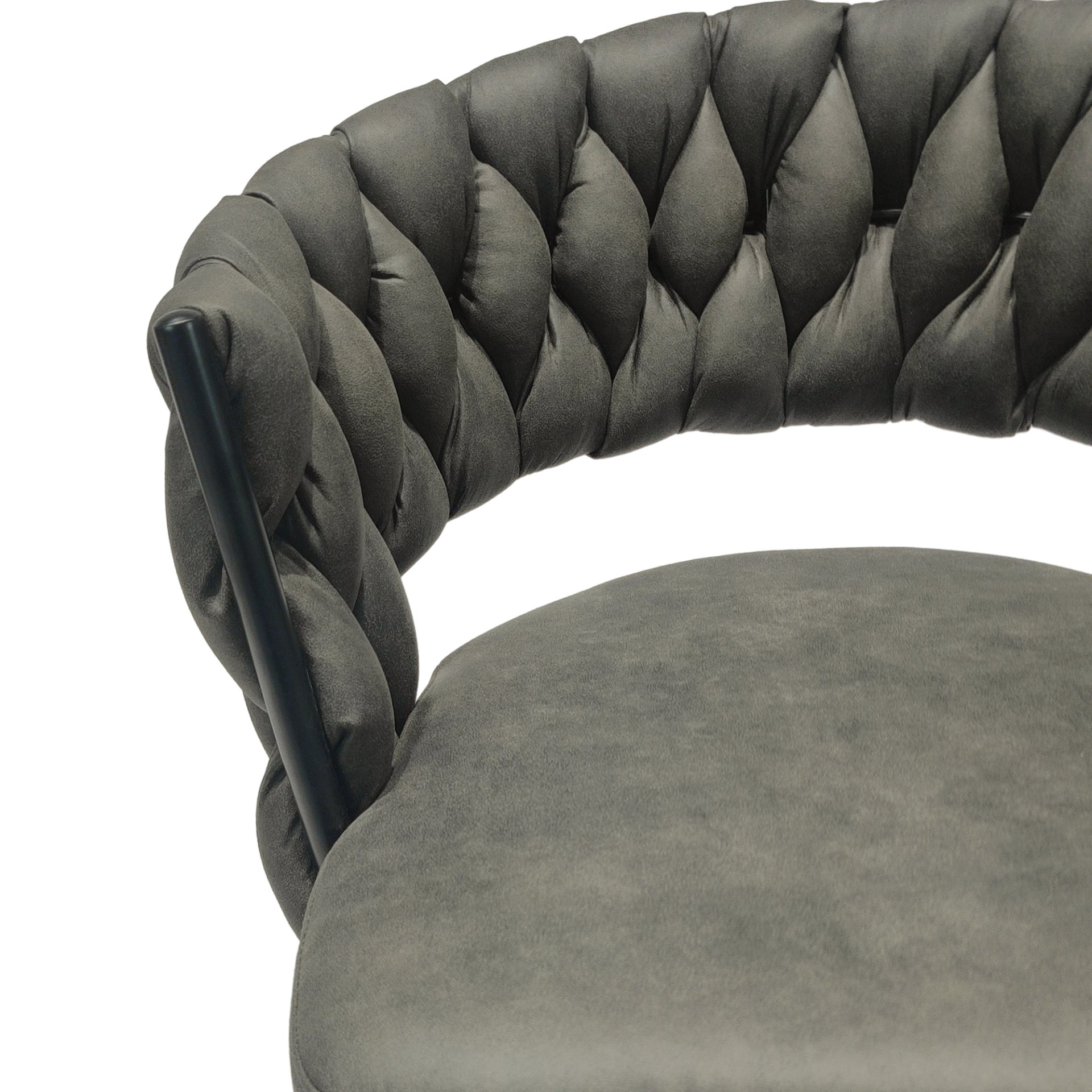 Technical Leather Woven Bar Stool (Set of 2), 360 Swivel Upholstered Chairs With Back Footrest - Brown / Tan - Image 11