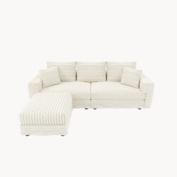 3 Seat Sofa, Deep Seat Couches With Soft Pillows And 1 Ottomans, Convertible Sofa Lounge Chair, For Living Room - Beige