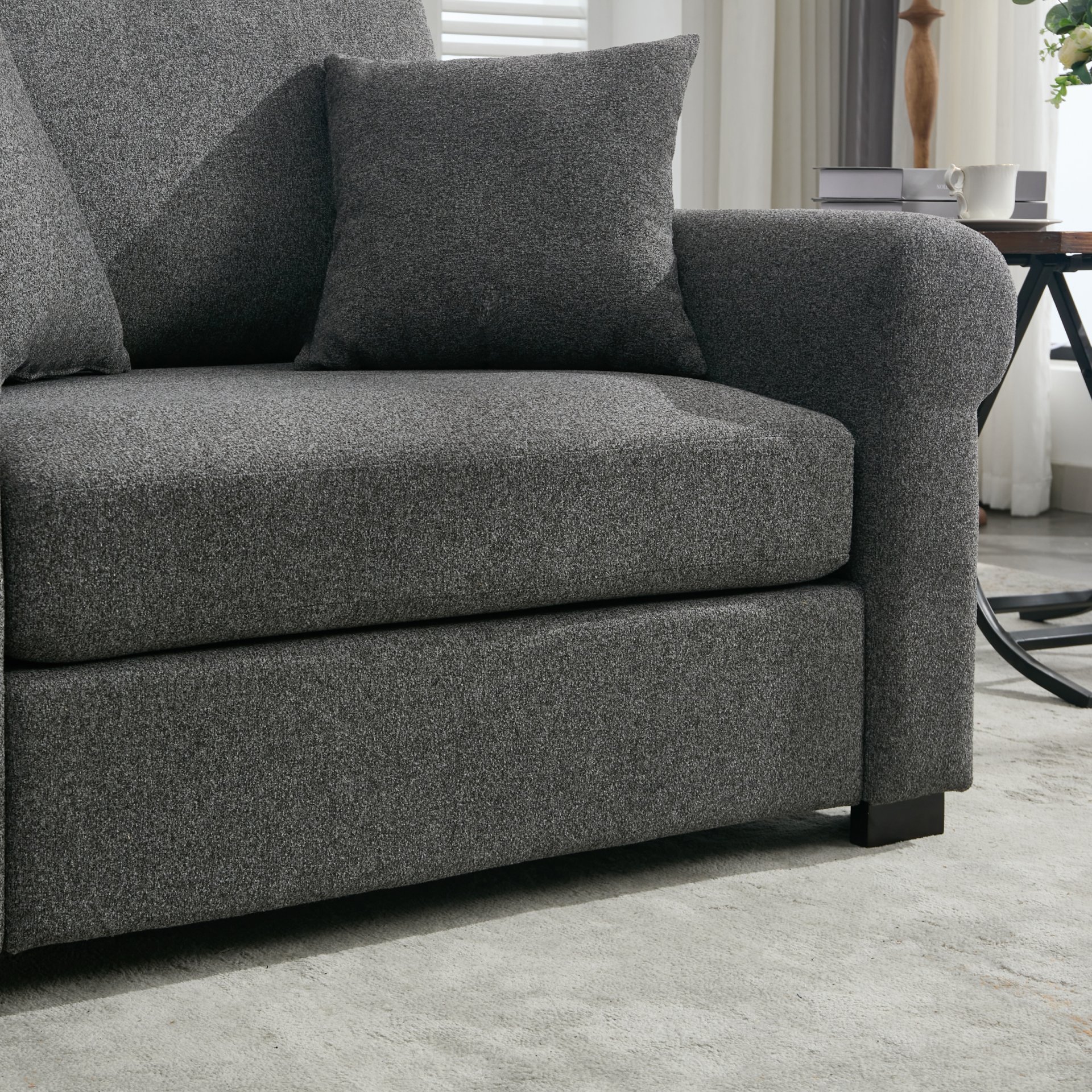 Modern Chenille Oversized Armchair, Chair And A Half, Single Sofa For Bedroom, Living Room, Wide - Gray - Image 9