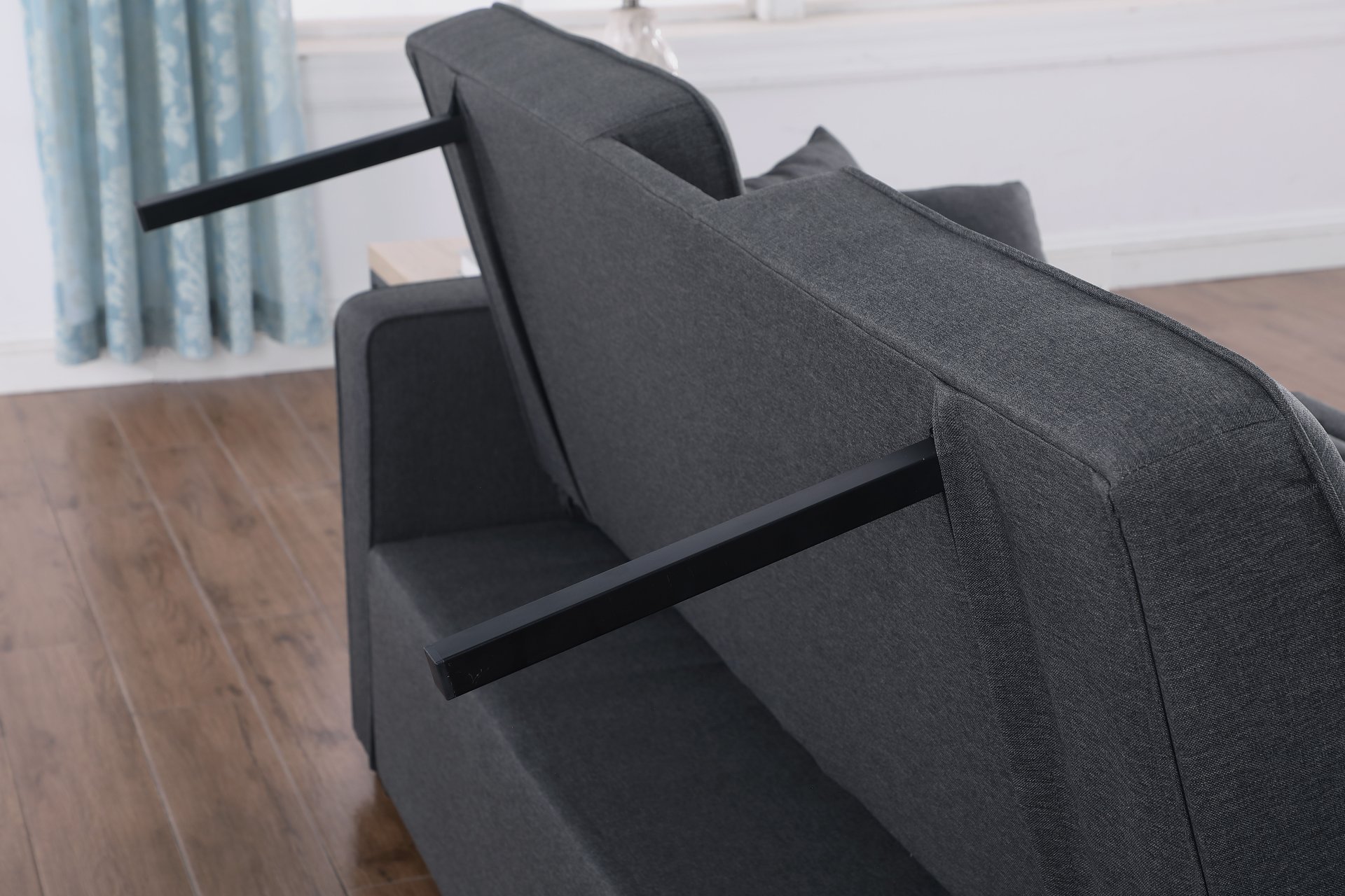 Cody II - Convertible Sleeper Loveseat With Cup Holder, Charging Ports and Pocket - Dark Gray - Image 12