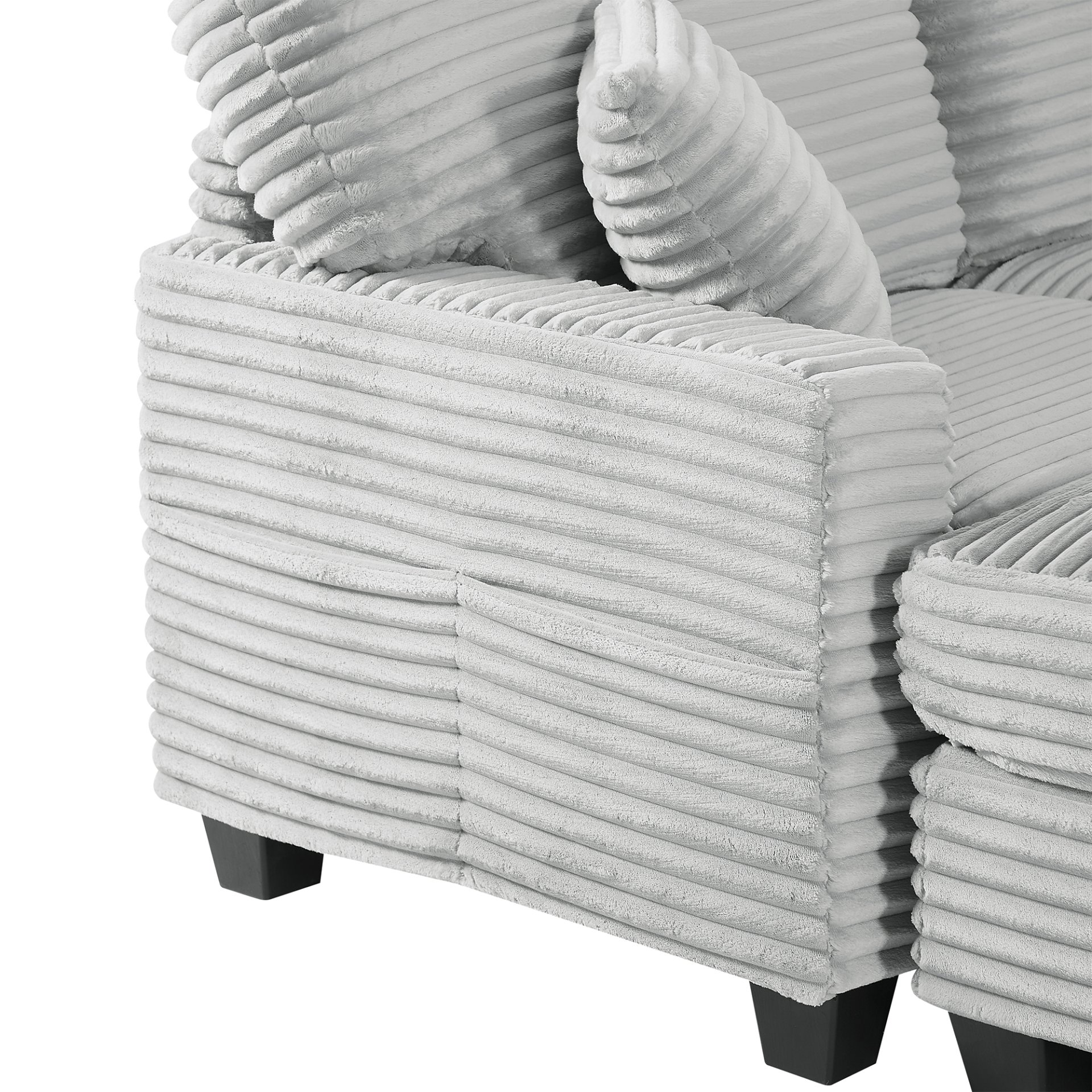 Modern U Shaped Sectional Sofa With Movable Ottoman And Side Storage Pockets Corduroy - Gray - Image 22