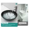 Crackle Vessel Sink With Pop Up Drain, Oval Bathroom Basin - Gray - Image 2