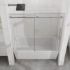 Frameless Bathtub Door, Sleek Silent Sliding Glass Door, Tempered Glass - Chrome - Image 9